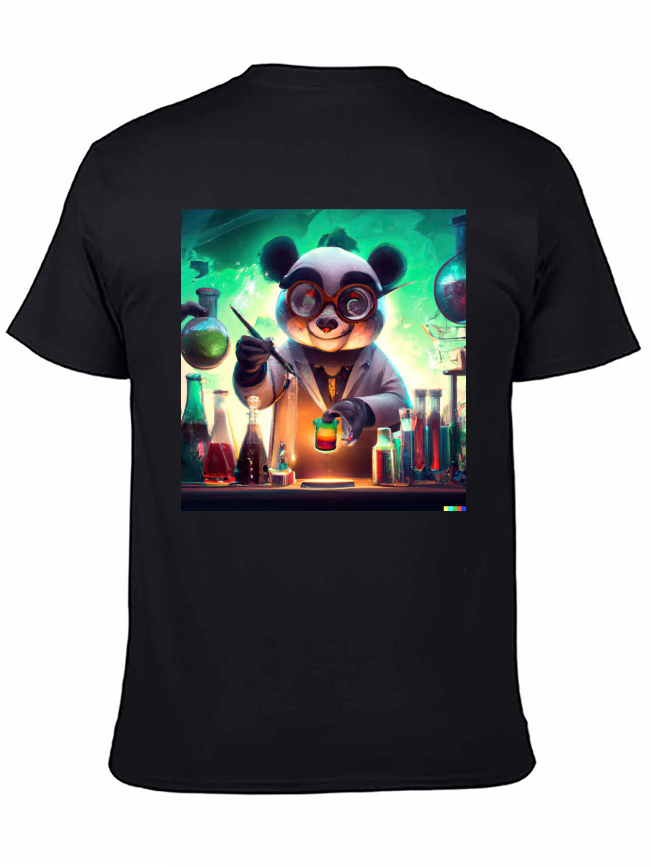 Black Scientist Panda Graphic Tee - Black Cotton T-Shirt view 4
