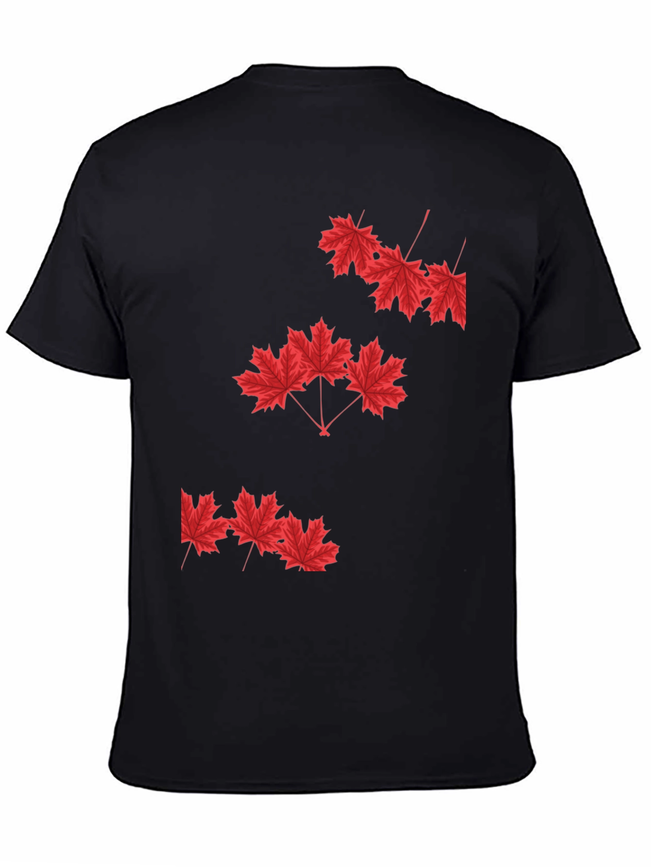 Black Maple Leaf Graphic Print Black T-Shirt view 4