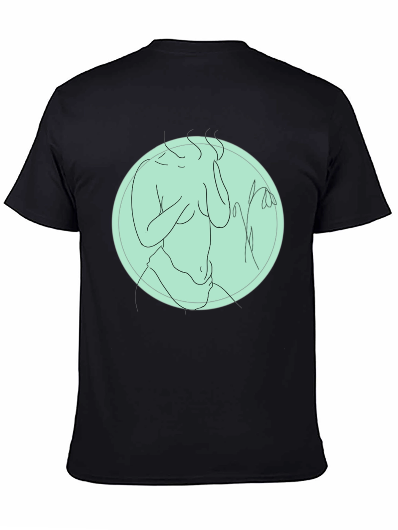 Black Abstract Line Art Graphic Tee - Unisex Black T-Shirt view 4