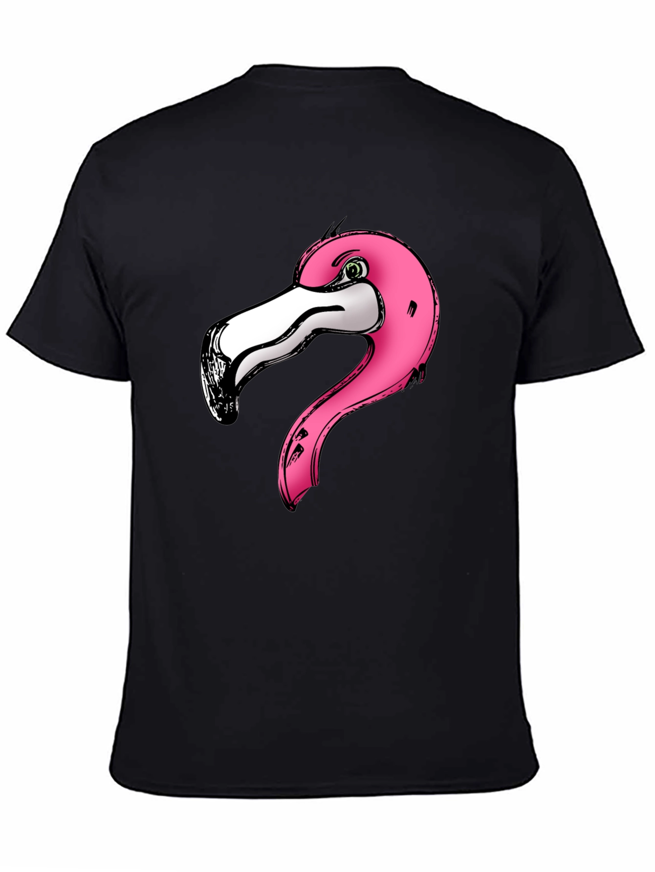 Black Pink Flamingo Graphic Print Black T-Shirt view 4