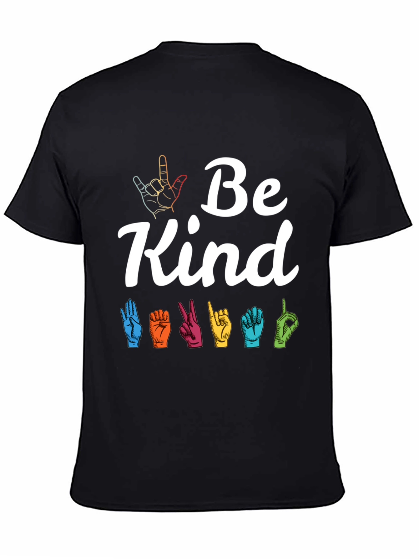 Black Be Kind Sign Language Graphic Tee view 4