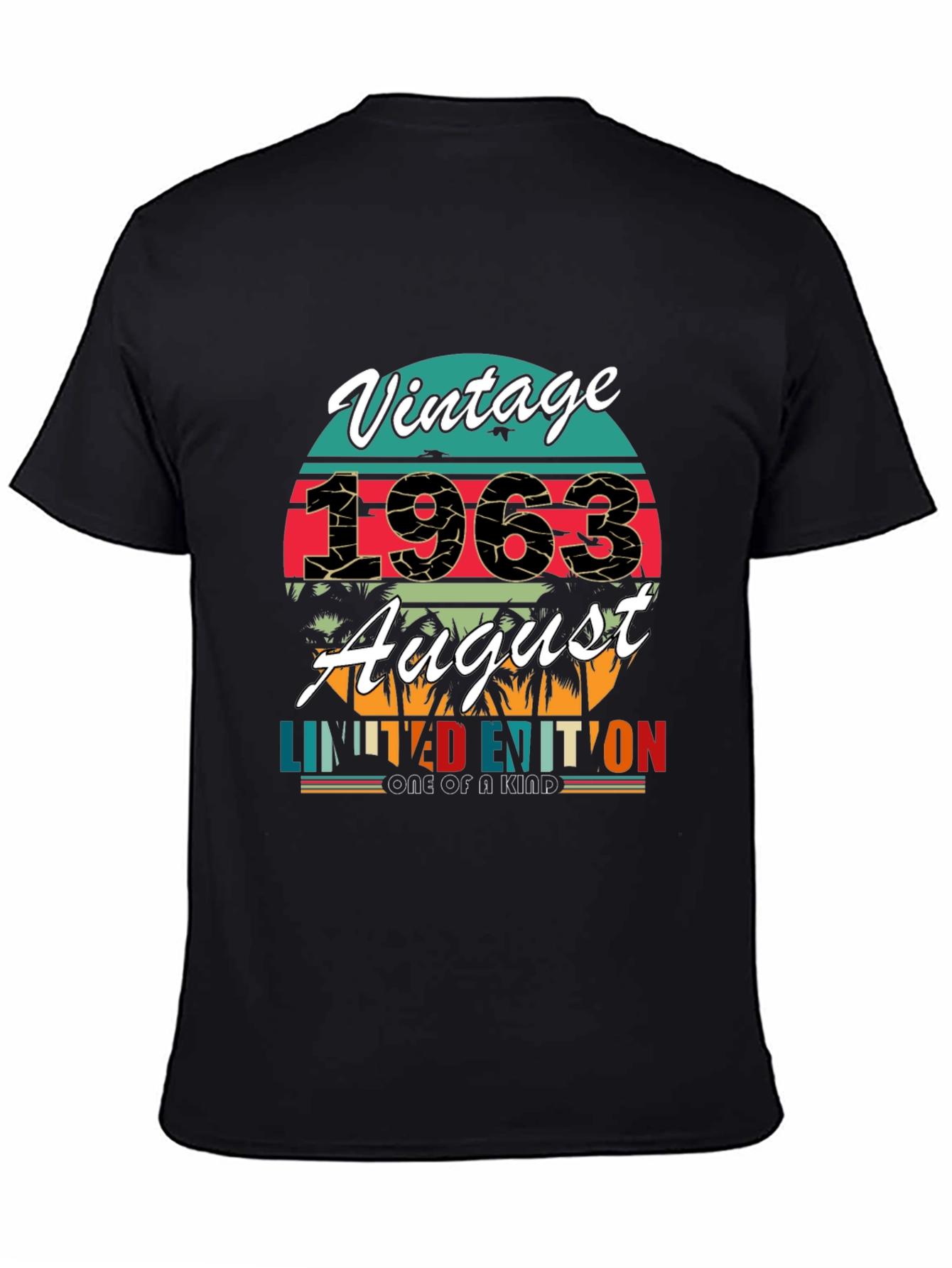 Black Vintage 1963 August Limited Edition T-Shirt view 4