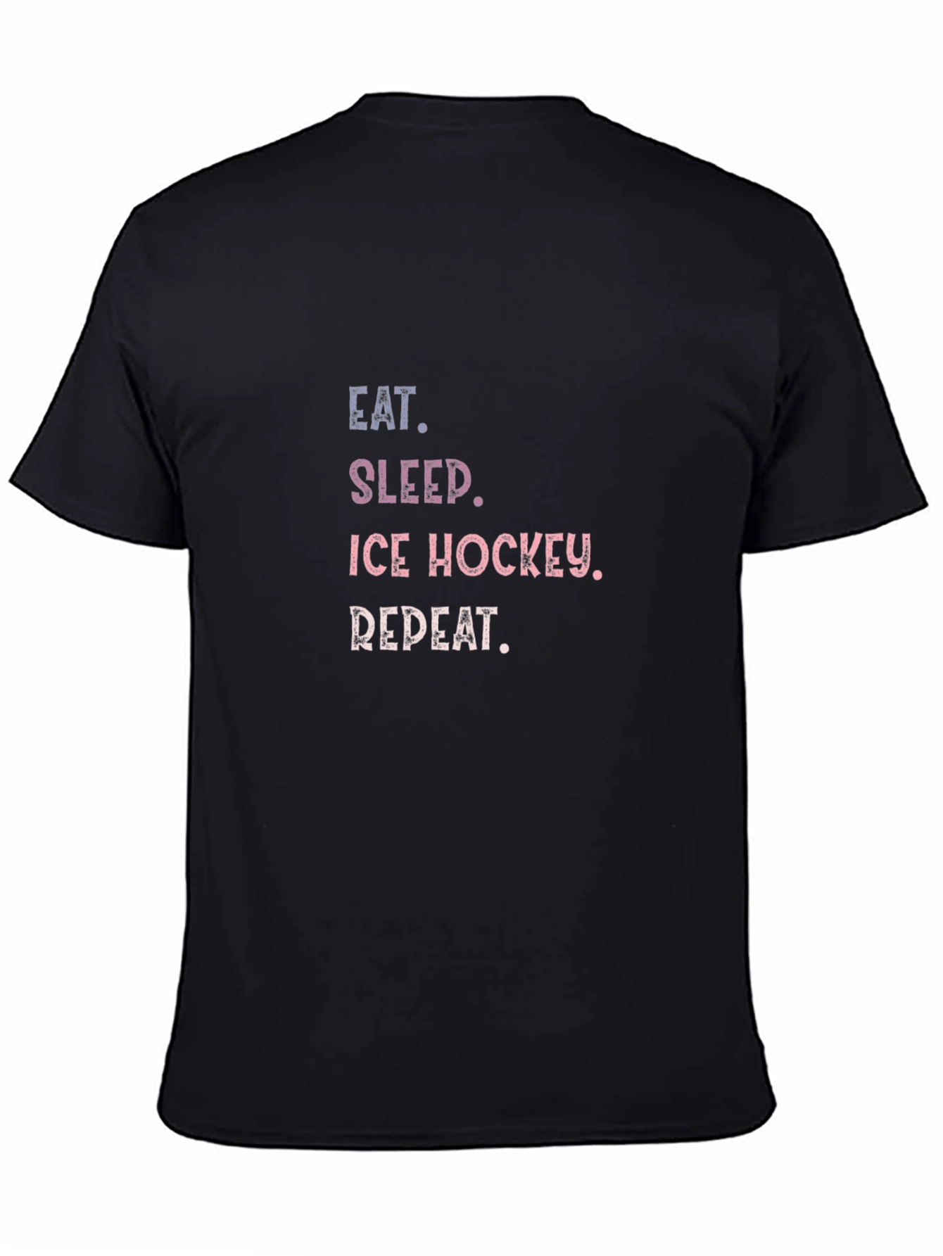 Black Eat Sleep Ice Hockey Repeat T-Shirt - Black view 4