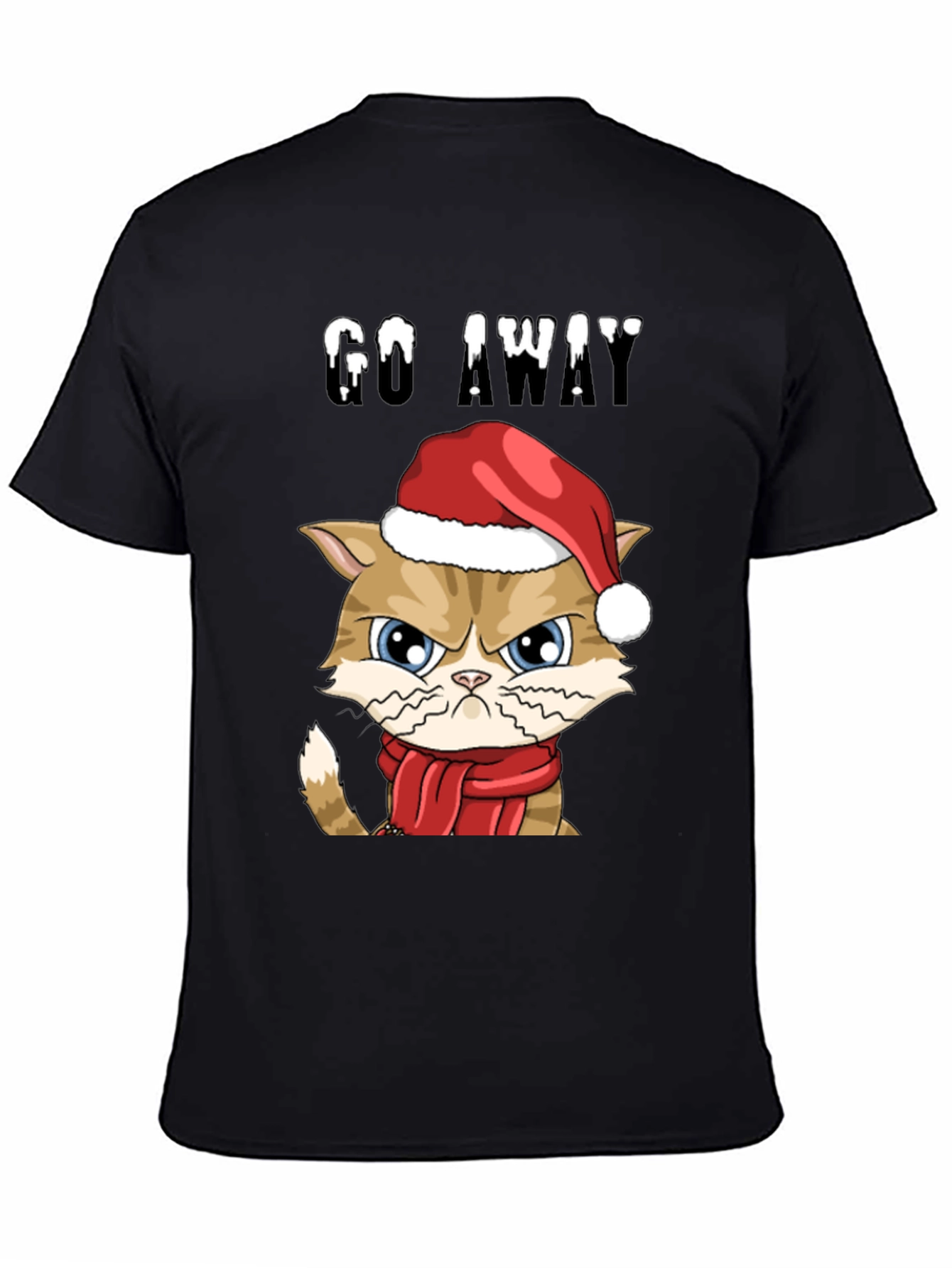 Black Grumpy Cat Christmas T-Shirt - Go Away view 4