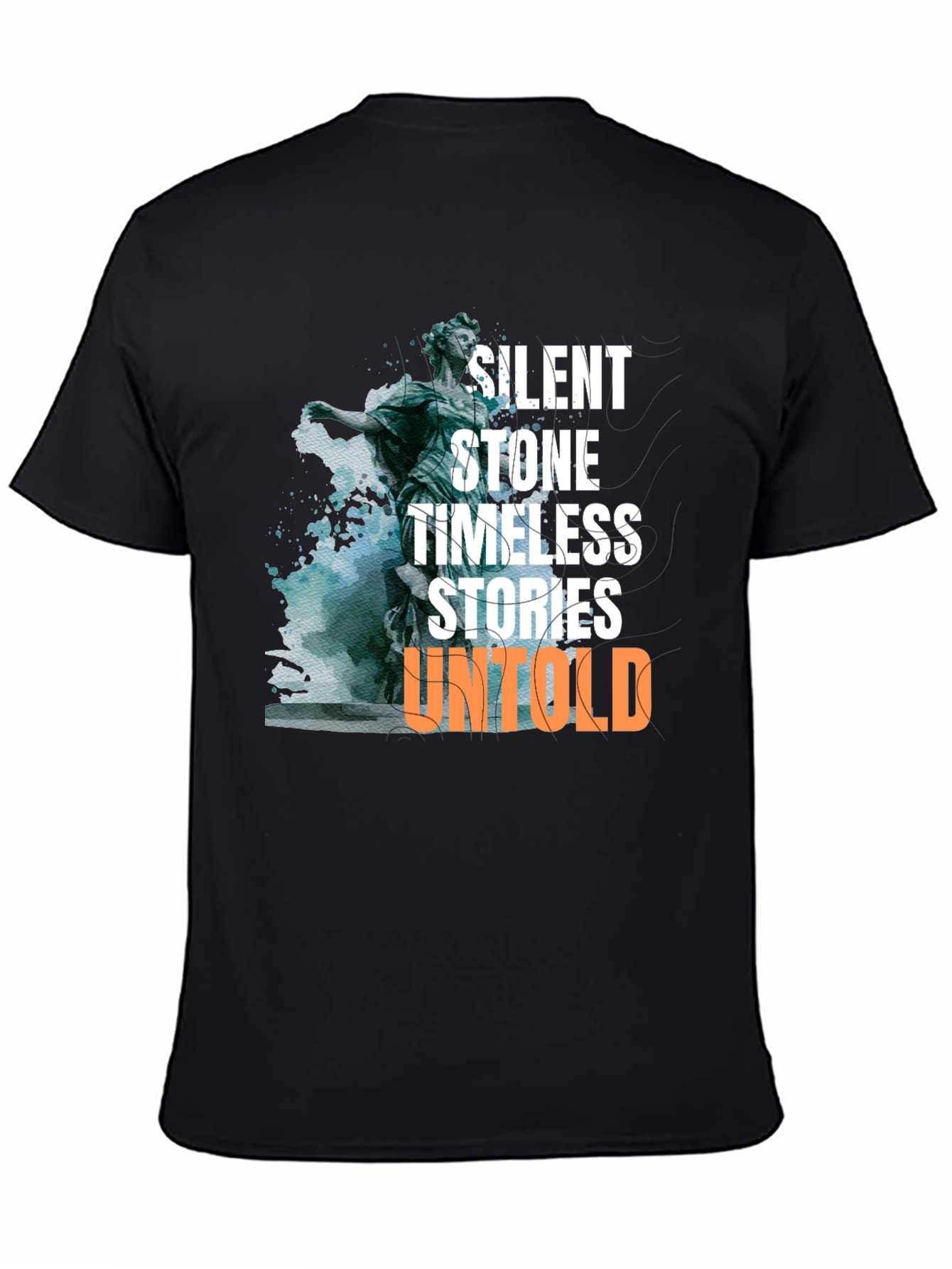 Black Silent Stone Graphic Tee -  Statue & Stories T-Shirt view 4