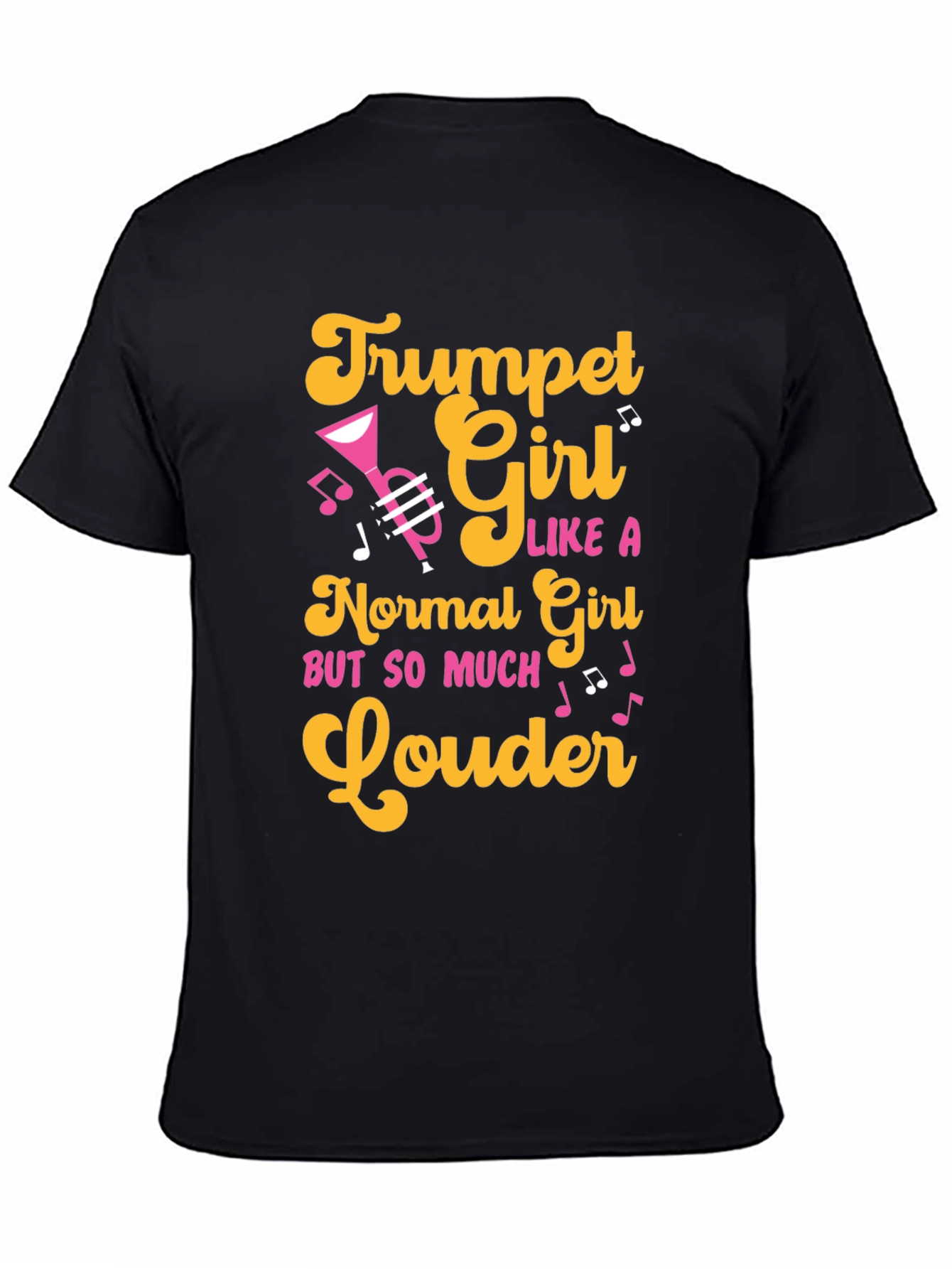 Black Trumpet Girl T-Shirt - Musician Apparel view 4