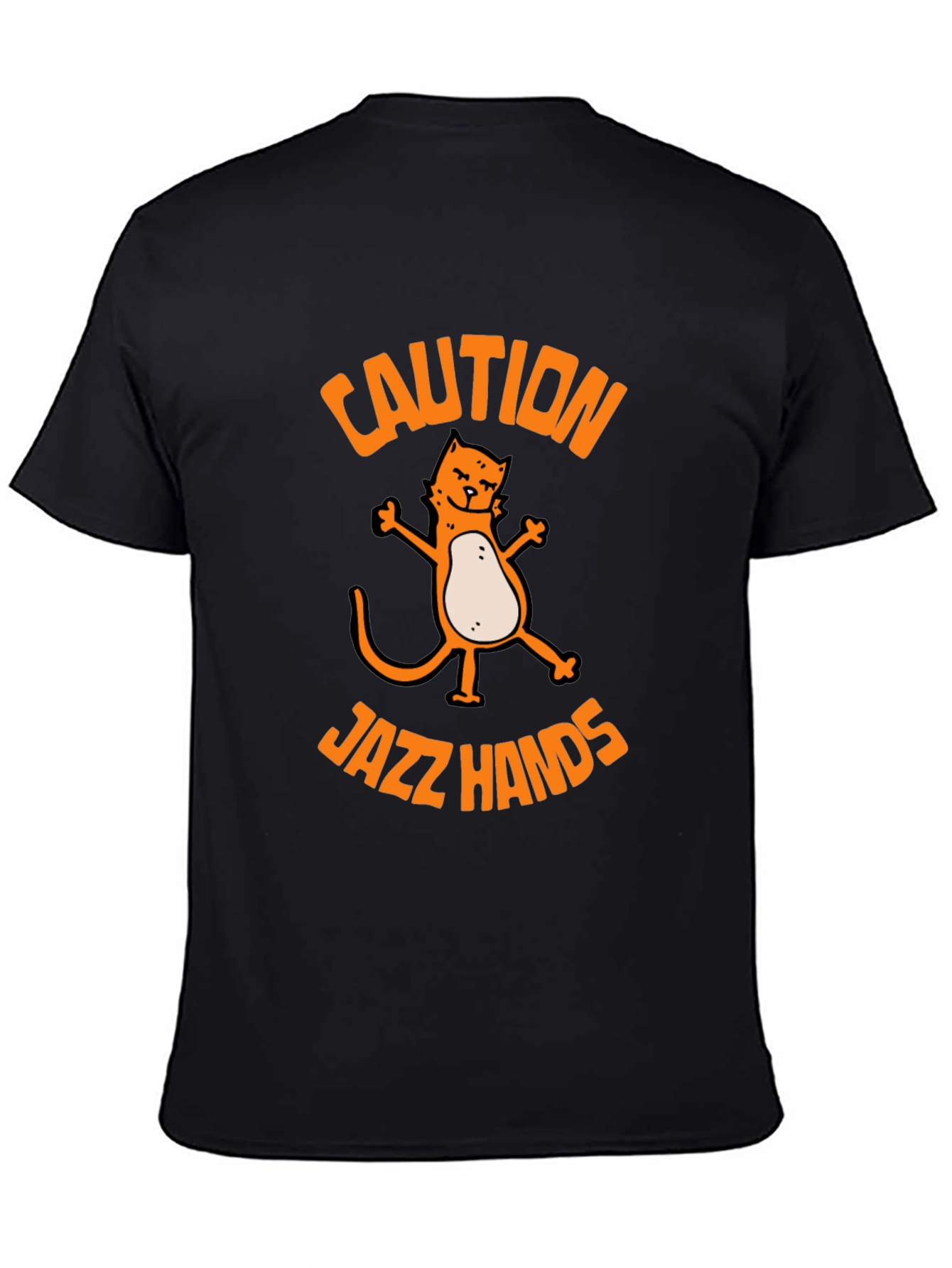 Black Caution Jazz Hands Cat Graphic Tee - Black view 4