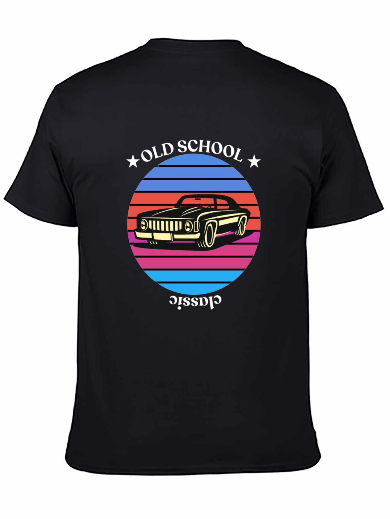 Black Old School Classic Car T-Shirt view 4
