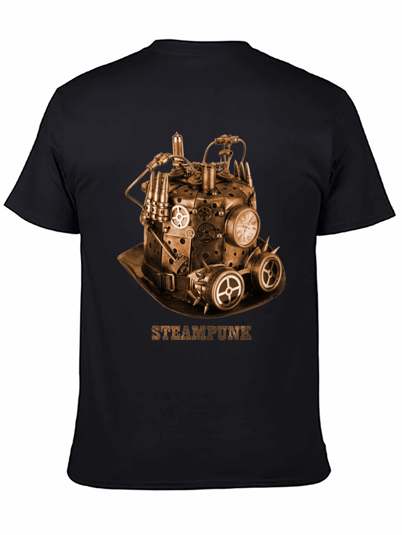 Black Steampunk Hat Graphic T-Shirt - Unique Design view 4