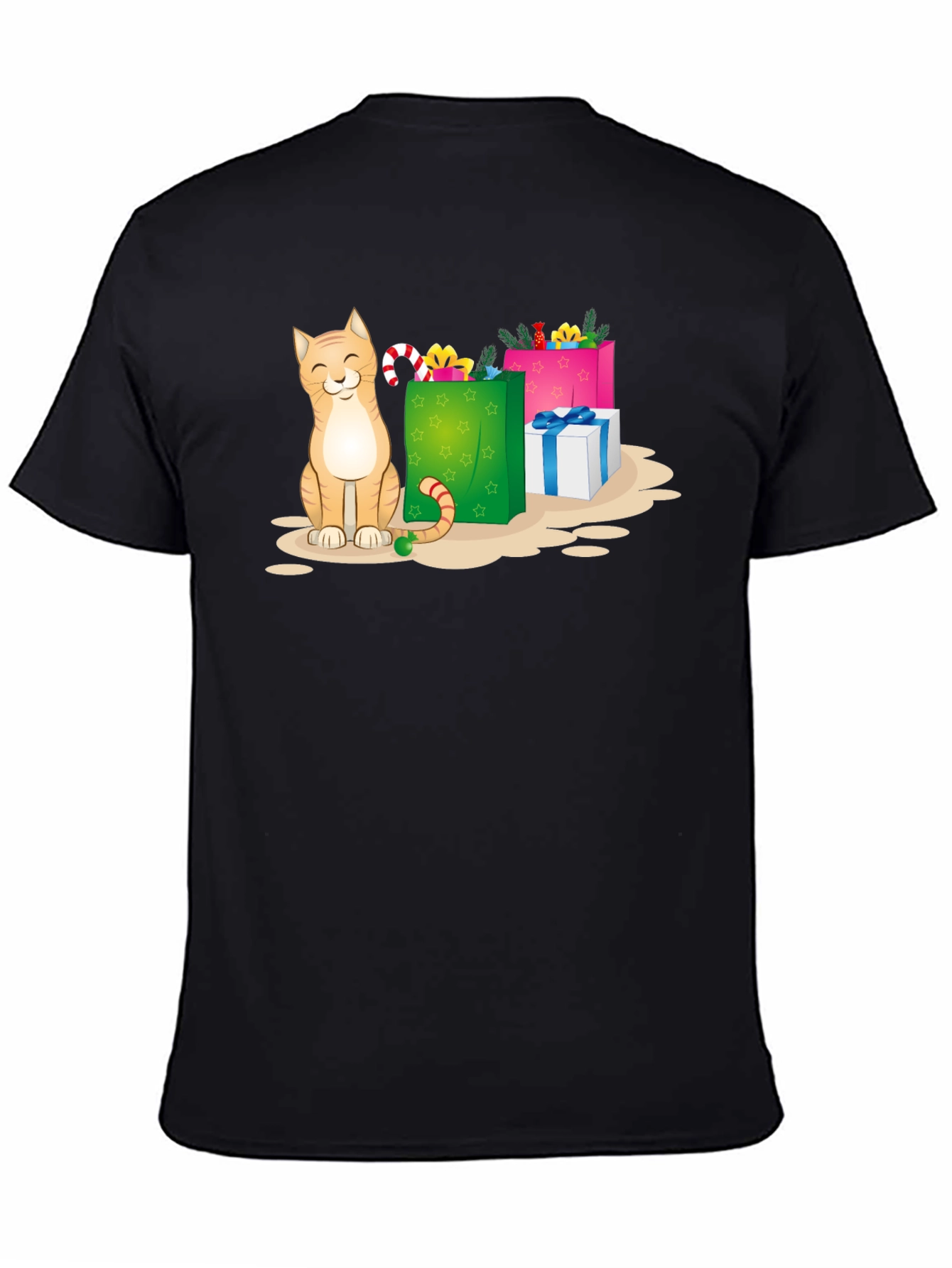 Black Cat Christmas Gift T-Shirt view 4