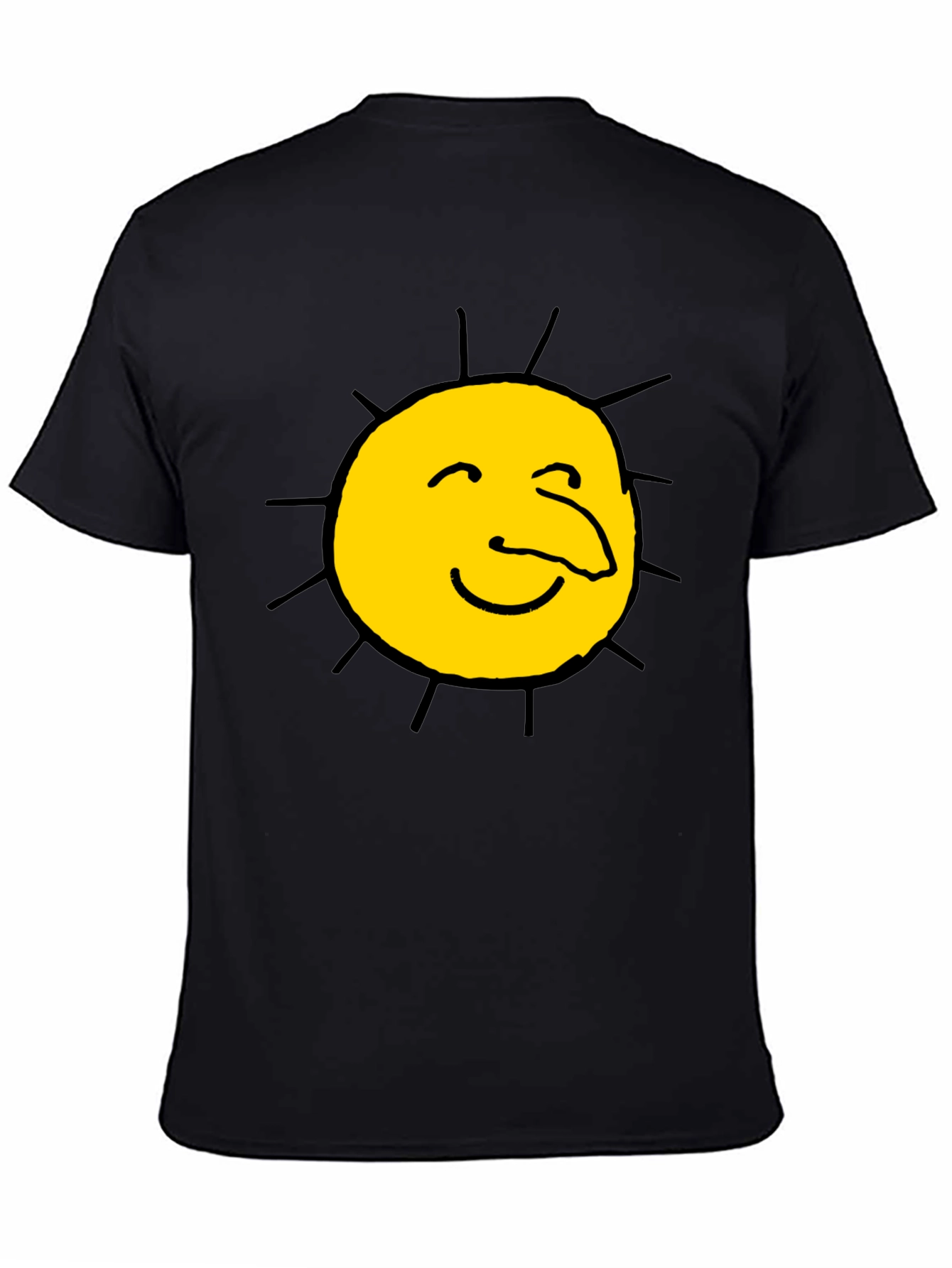 Black Funny Sun Face Graphic Black T-Shirt view 4