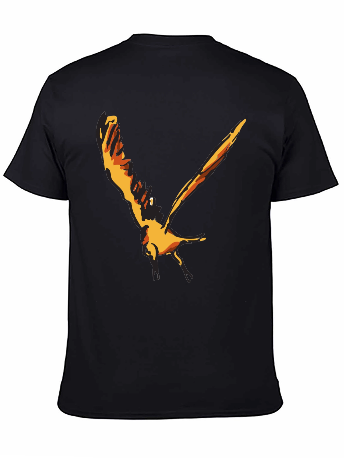 Black Stylish Black T-Shirt with Bird Graphic view 4