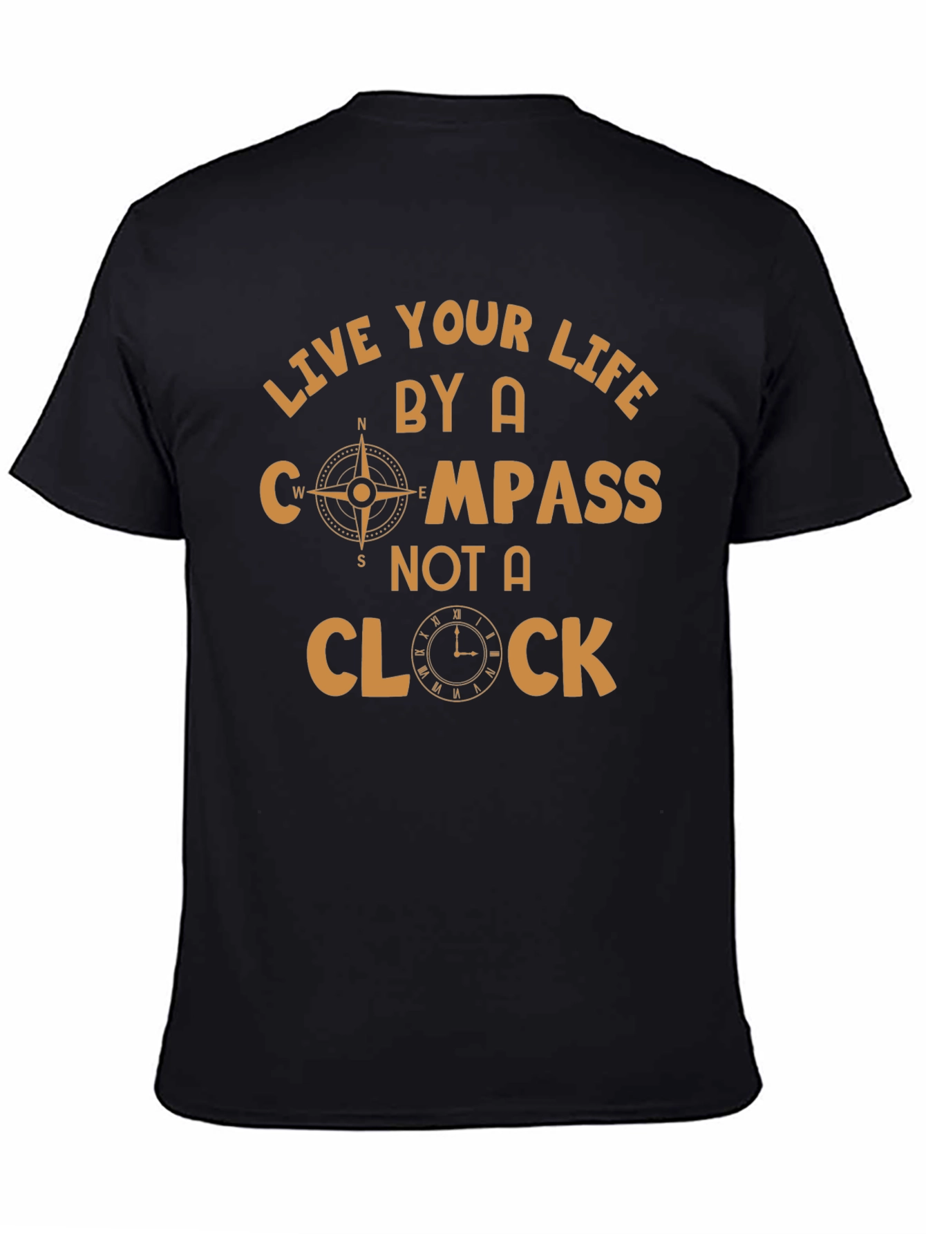 Black Compass and Clock Graphic T-Shirt view 4