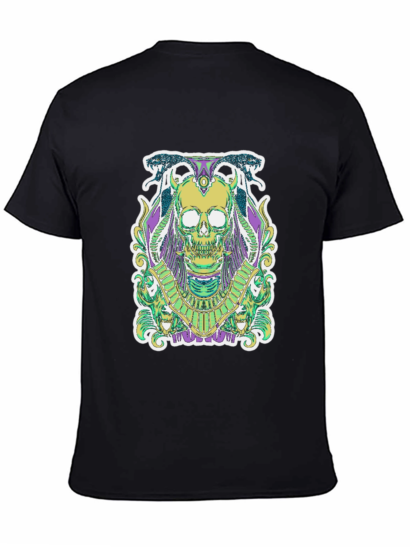 Black Skull Graphic Tee - Egyptian Style view 4