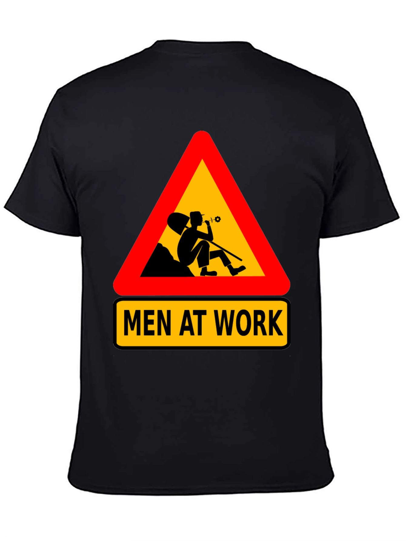 Black Men at Work Graphic Tee - Funny Black T-Shirt view 4