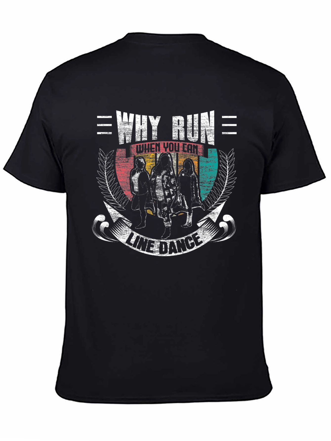 Black Why Run Line Dance Black Graphic T-Shirt view 4