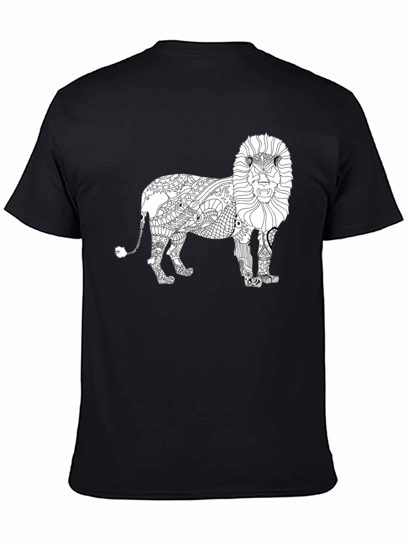 Black Lion Graphic Print Crew Neck T-Shirt view 4