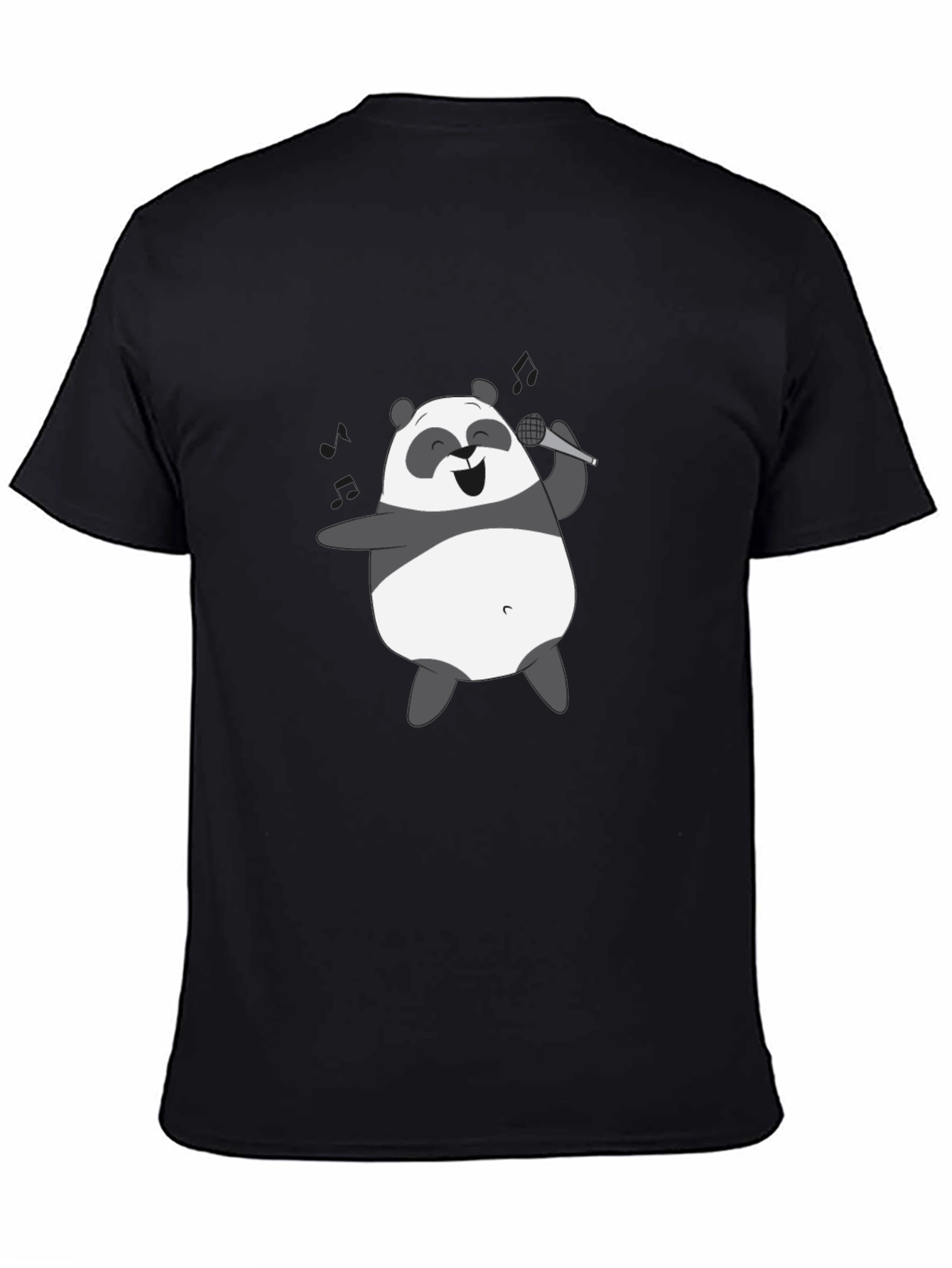 Black Singing Panda Graphic Tee - Black Cotton T-Shirt view 4
