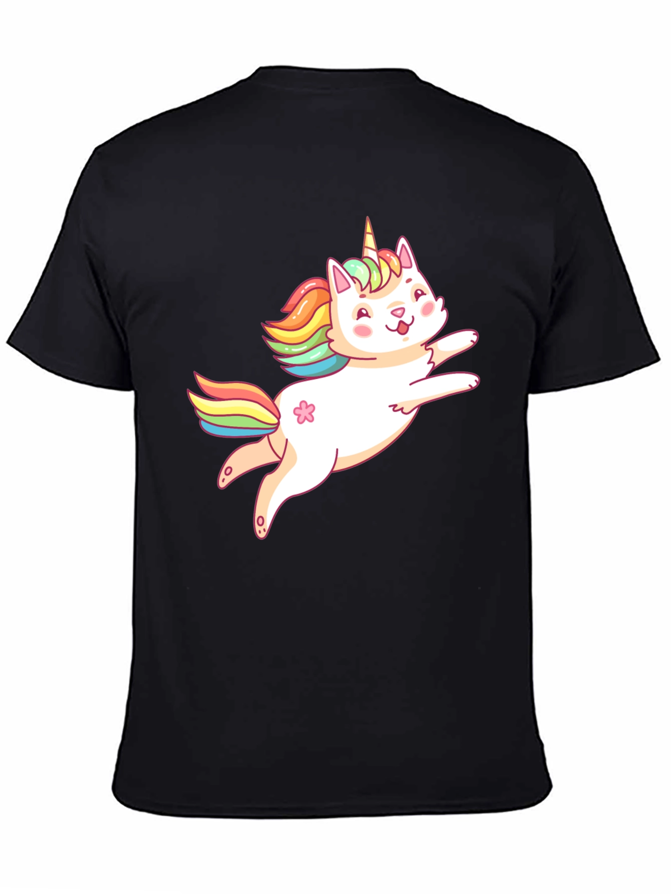 Black Unicorn Cat Graphic T-Shirt - Fun Cute Tee view 4