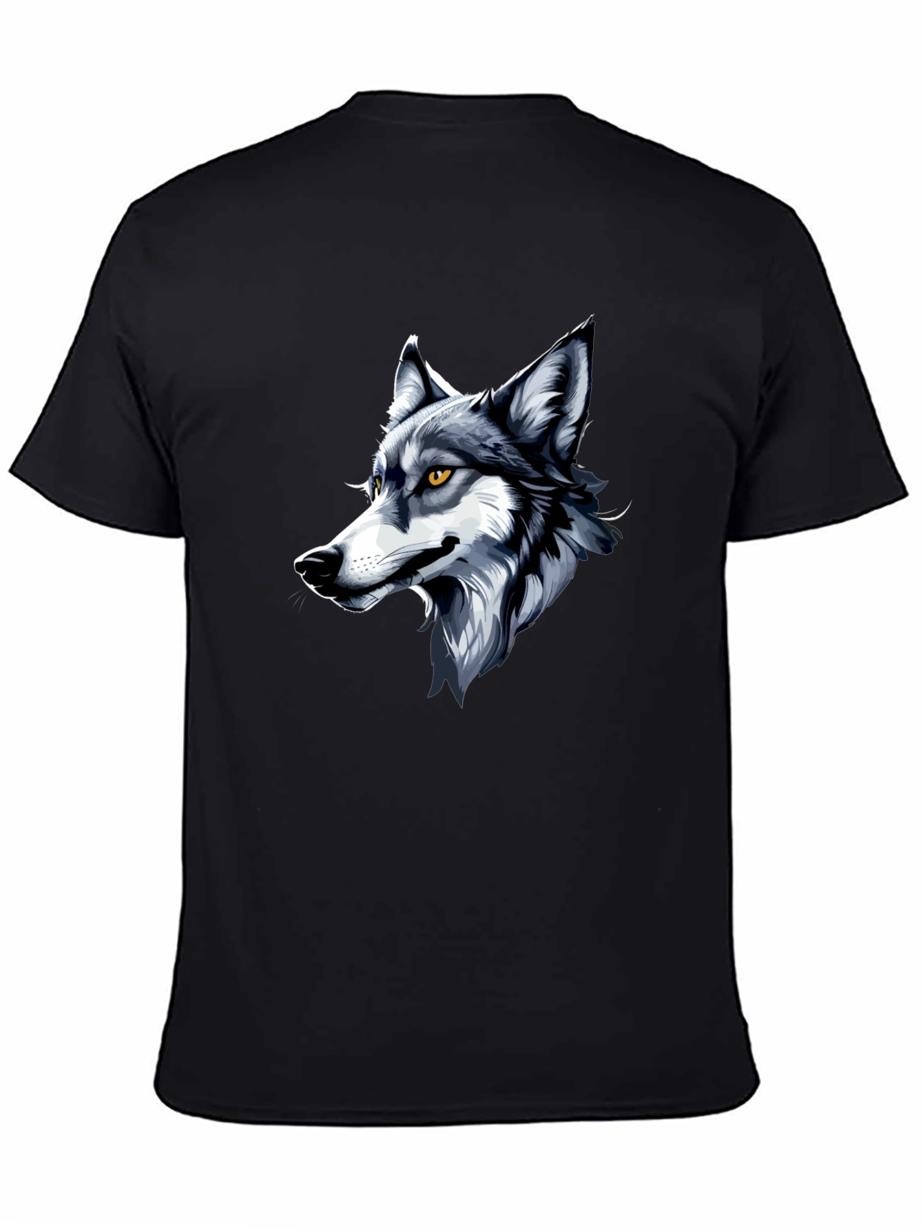 Black Cool Wolf Graphic Tee - Black Cotton Shirt view 4