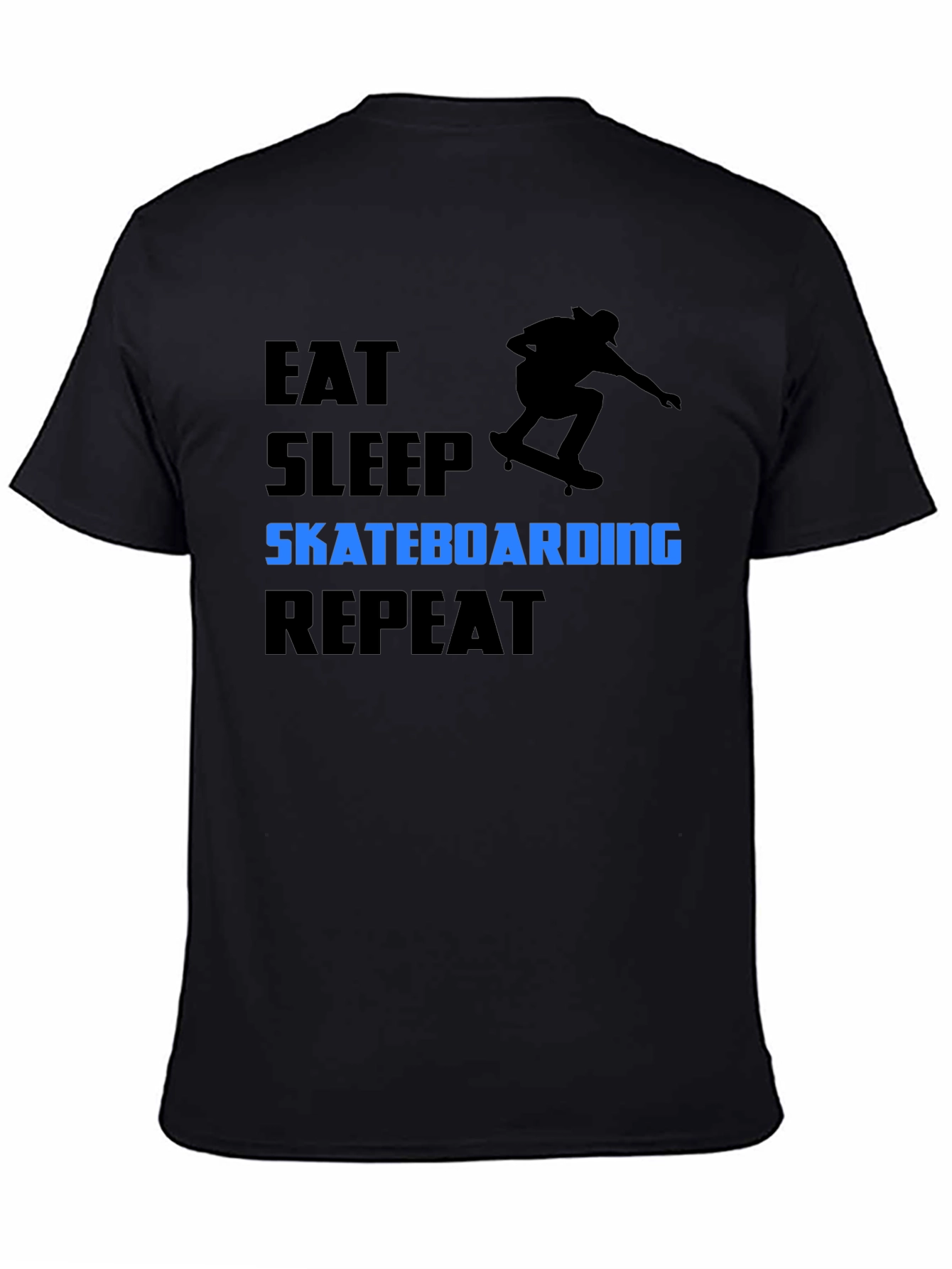 Black Eat Sleep Skateboarding Repeat Black T-Shirt view 4