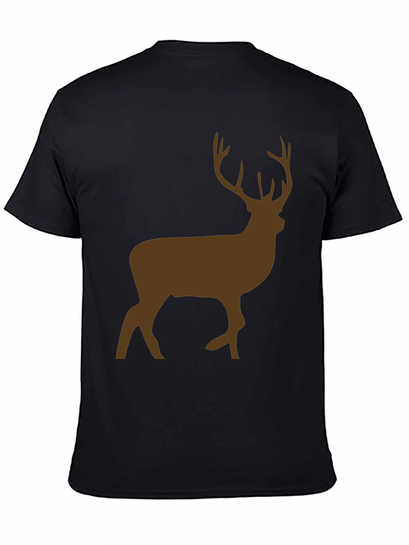 Black Men's Black T-Shirt with Brown Deer Graphic view 4