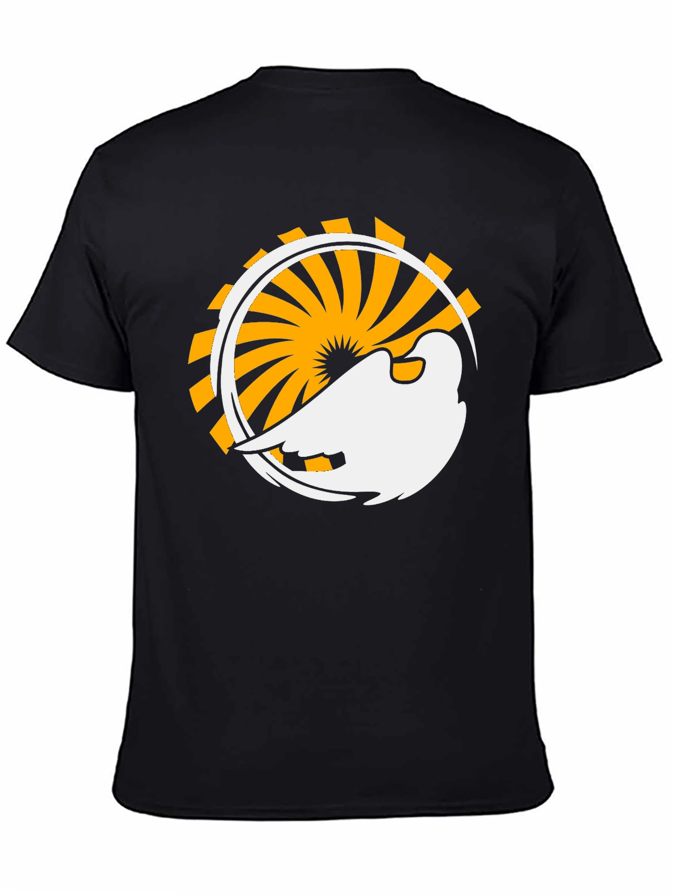 Black Abstract Bird Graphic Black T-Shirt view 4