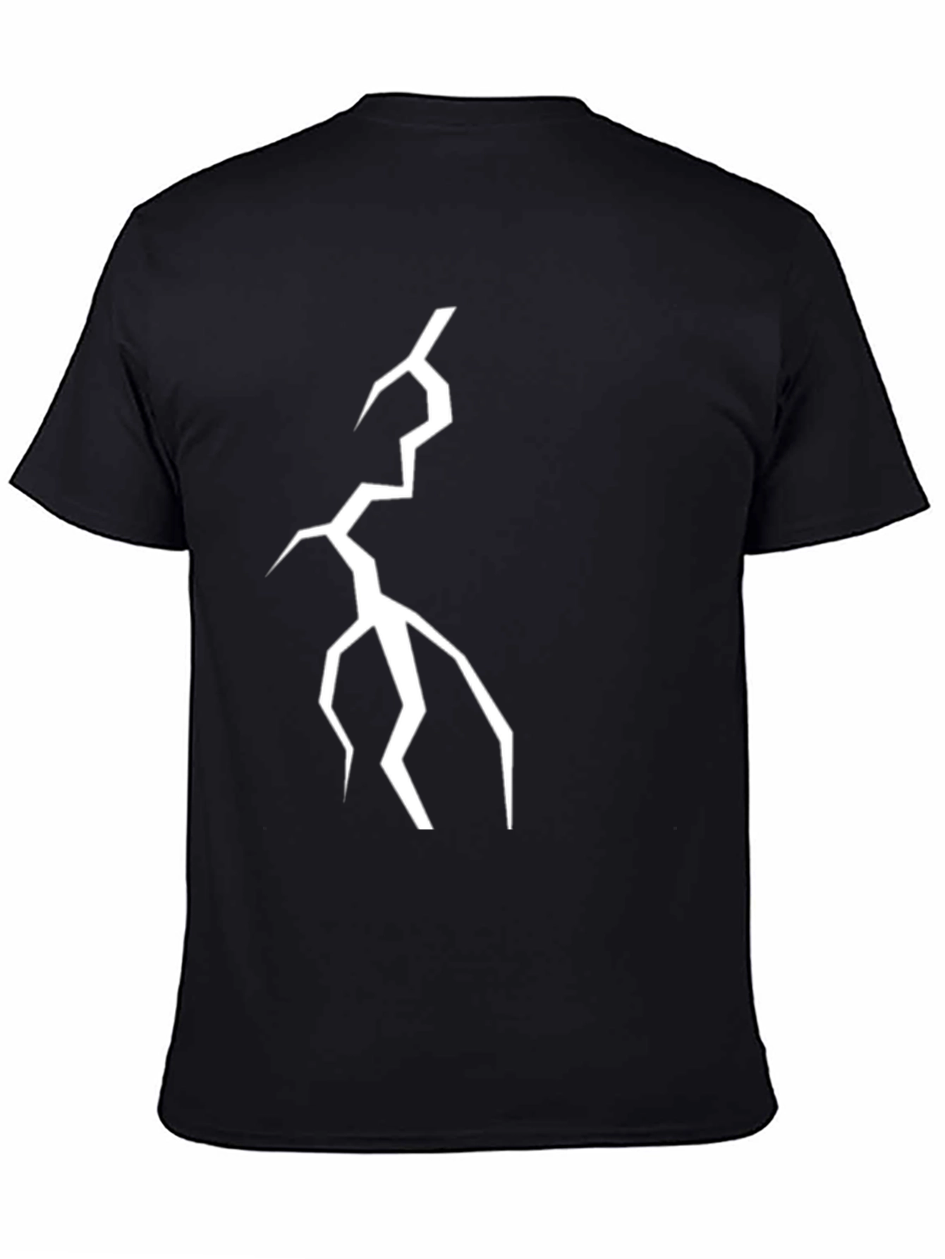 Black Abstract Lightning Bolt Graphic Tee - Black view 4