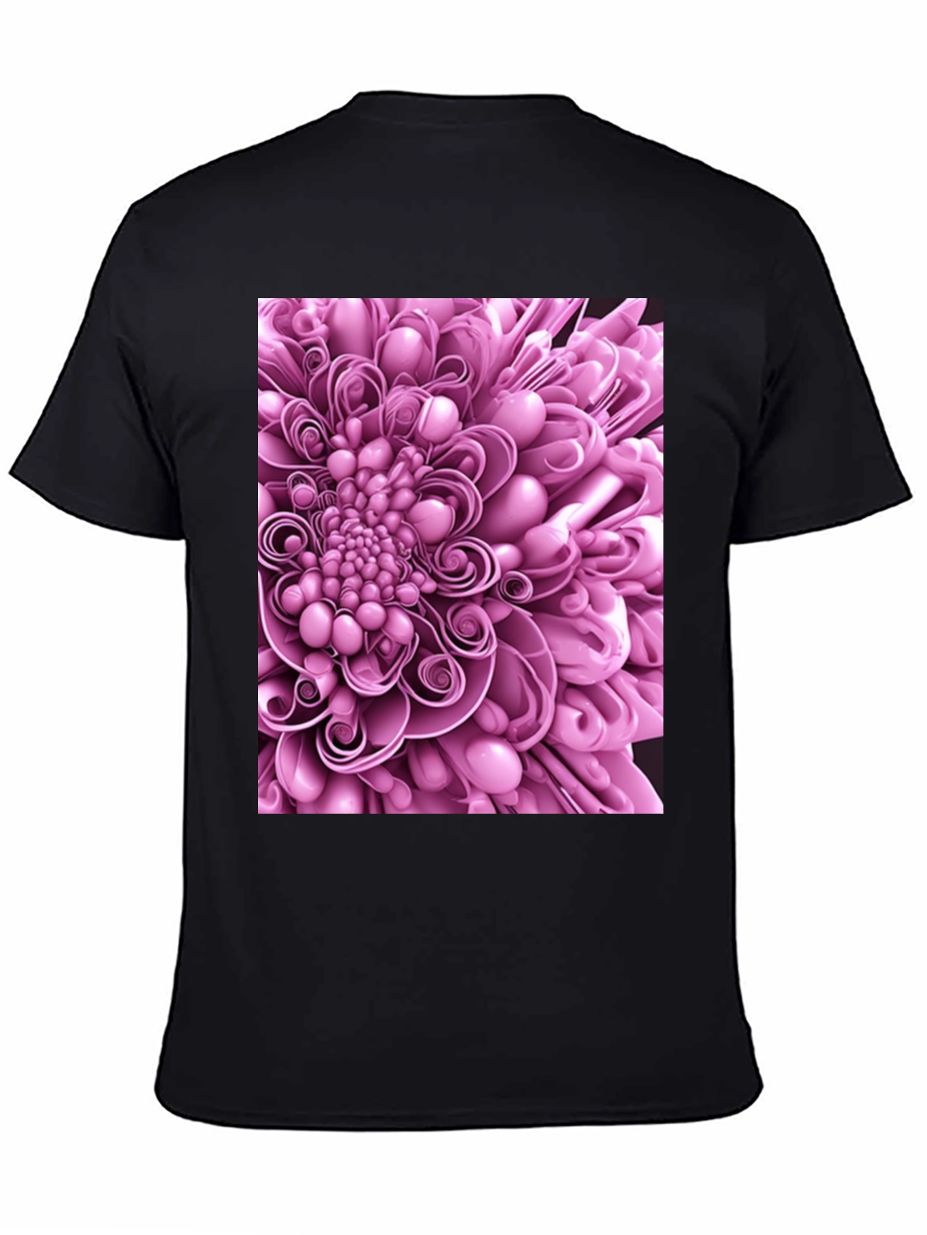 Black Abstract Flower Graphic Print Black T-Shirt view 4