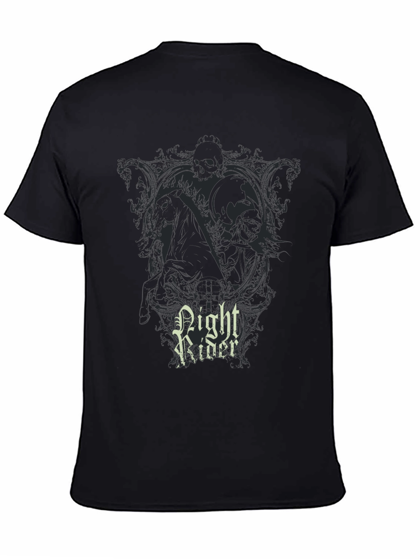 Black Night Rider Graphic Print Black T-Shirt view 4
