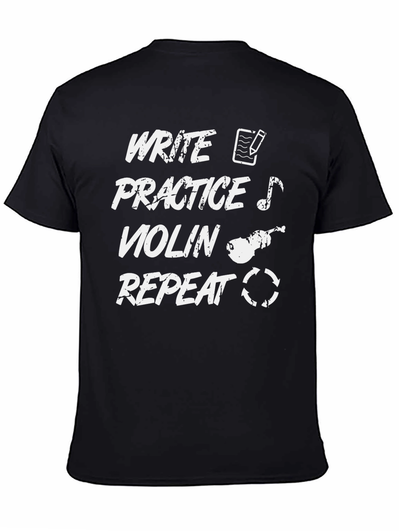 Black Write Practice Violin Repeat T-Shirt view 4