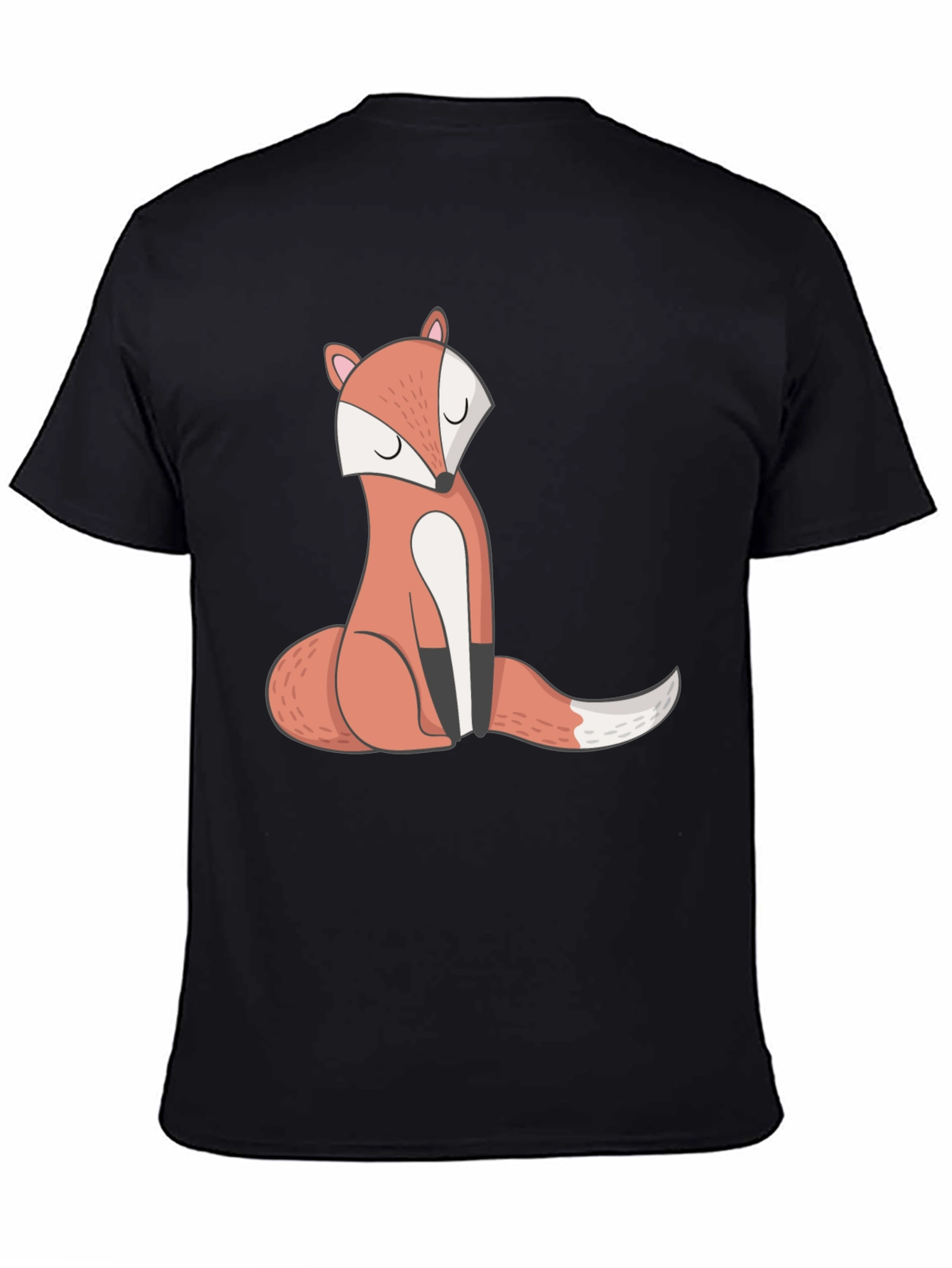 Black Cool Fox Graphic Tee - Unisex Black T-Shirt view 4