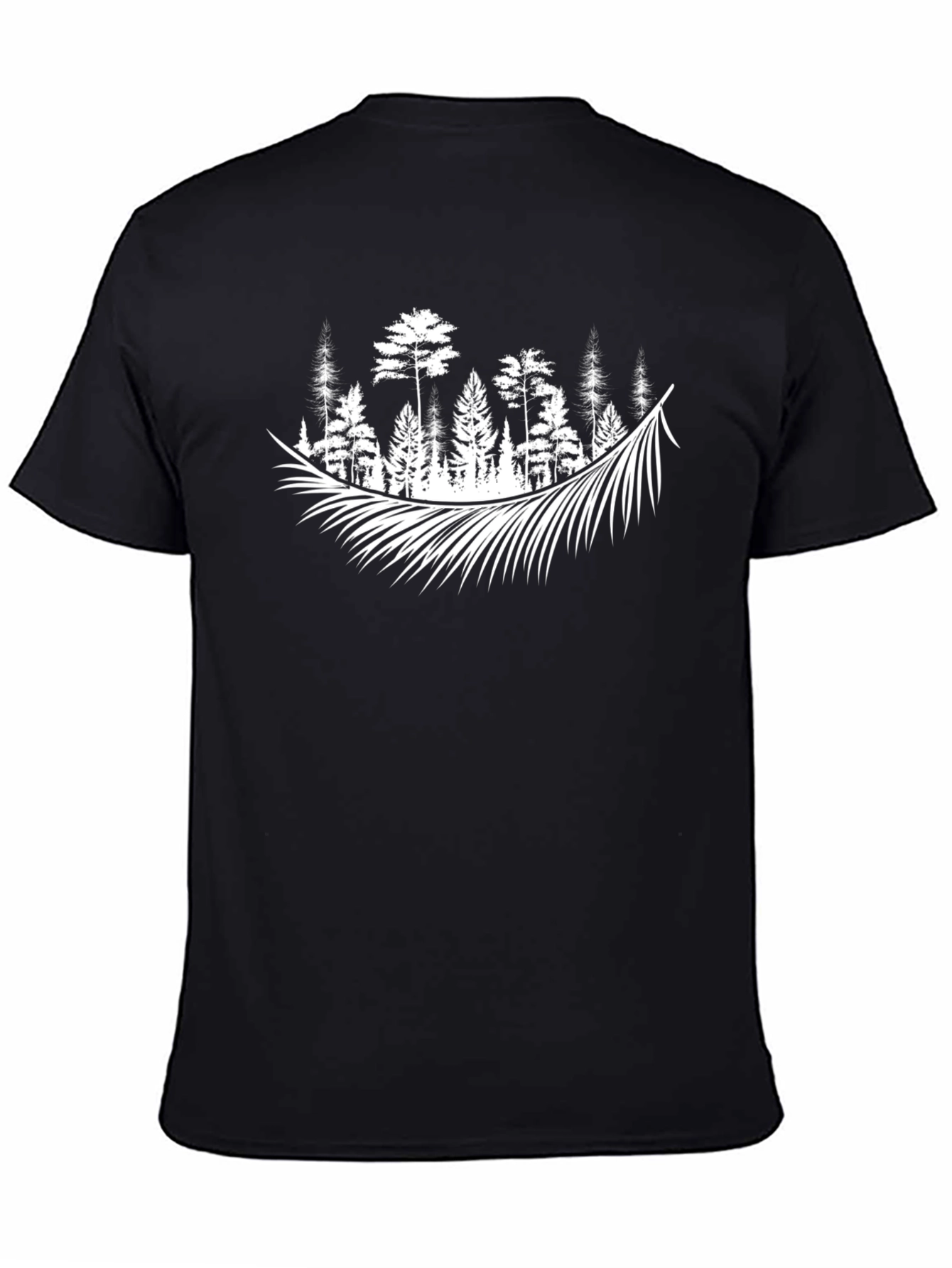 Black Forest Feather Graphic Tee - Nature Inspired Style view 4