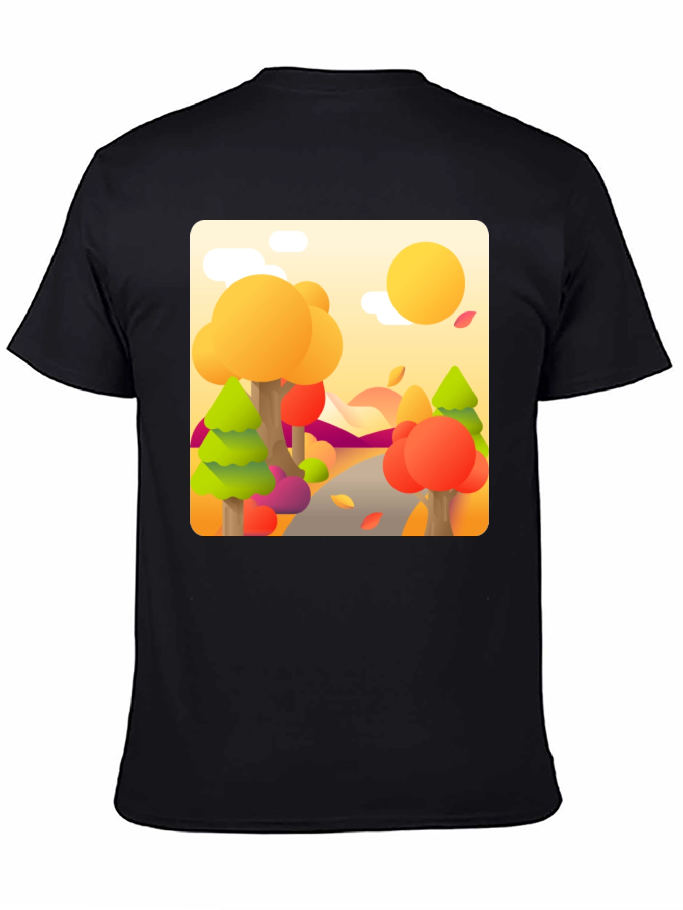 Black Fall Landscape Graphic Tee - Black view 4