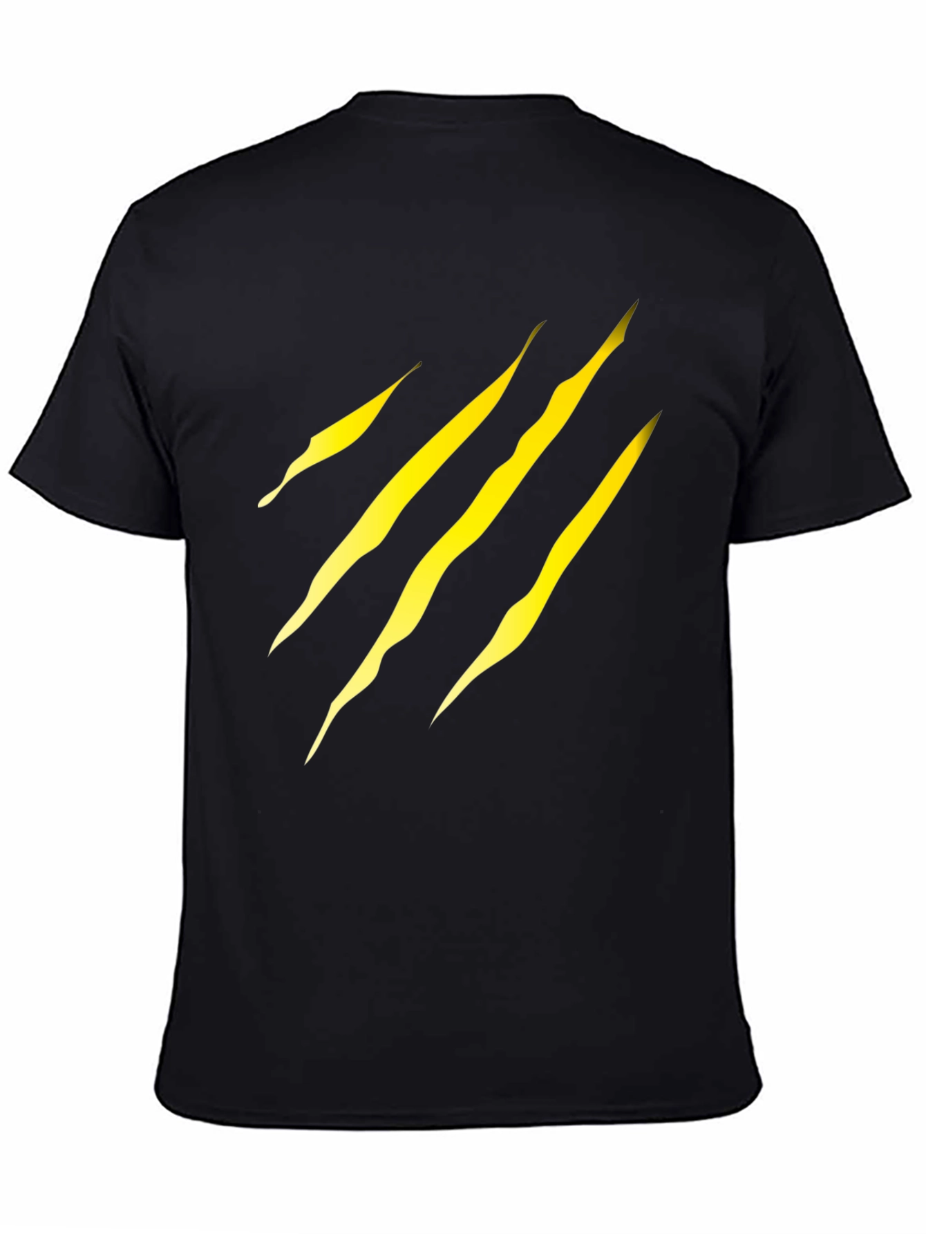 Black Men's Black T-Shirt with Yellow Claw Scratch Design view 4