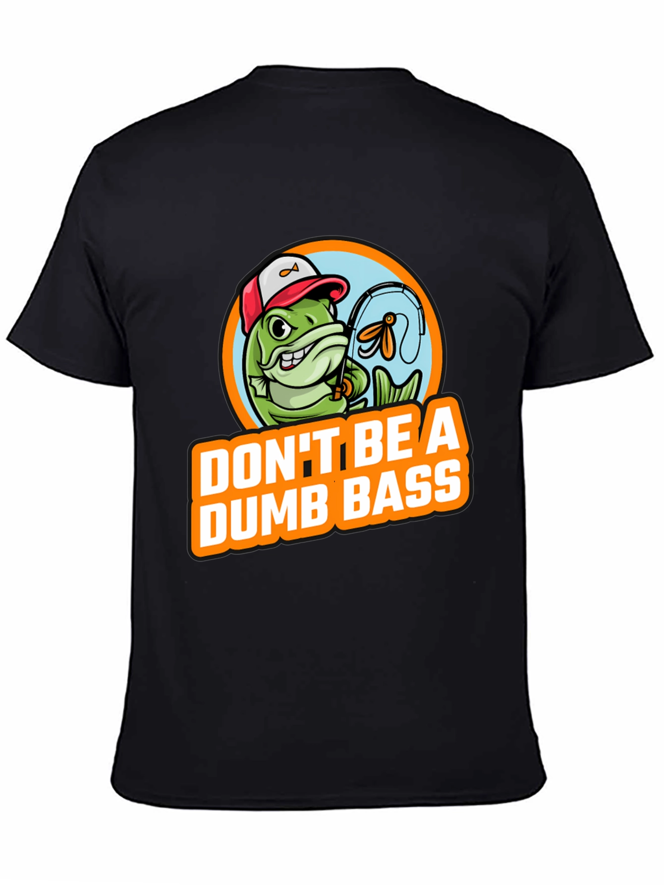 Black Don't Be A Dumb Bass Fishing Graphic T-Shirt view 4