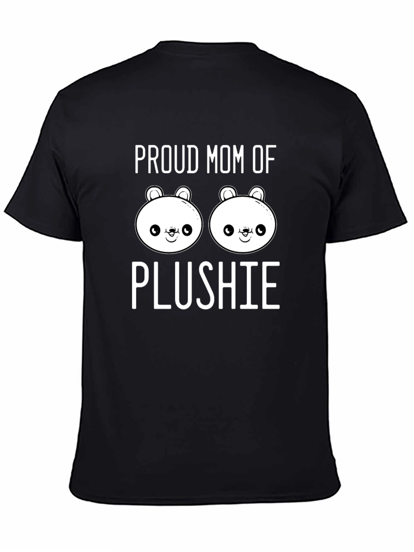 Black Proud Mom of Plushie Black T-Shirt view 4