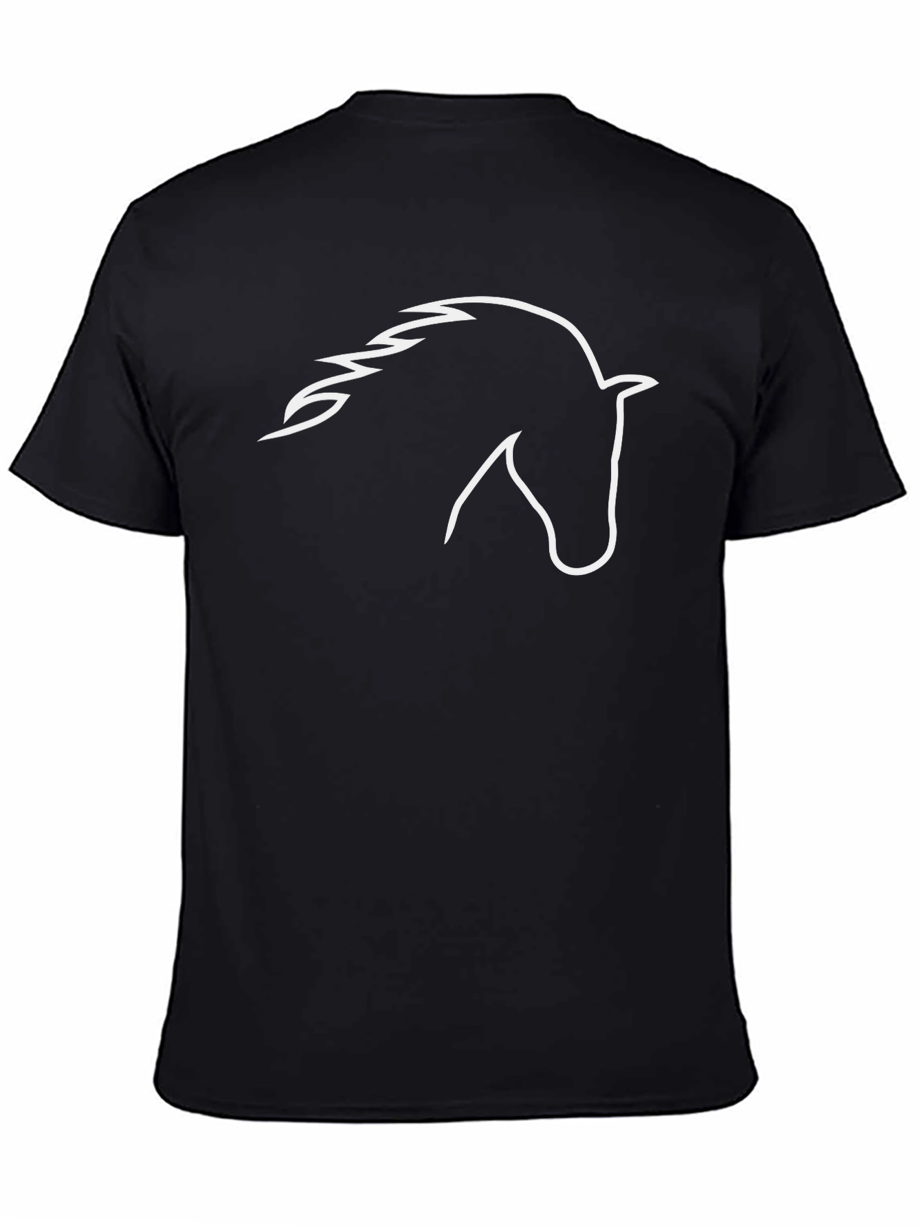 Black Black T-Shirt with White Horse Head Design view 4