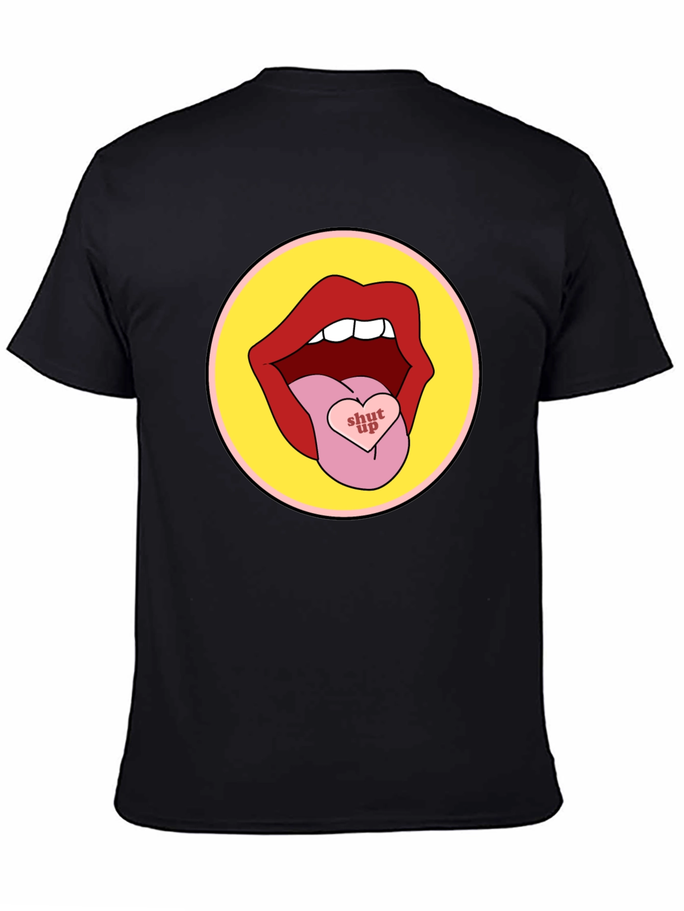 Black Shut Up Lips Graphic Tee - Unisex view 4