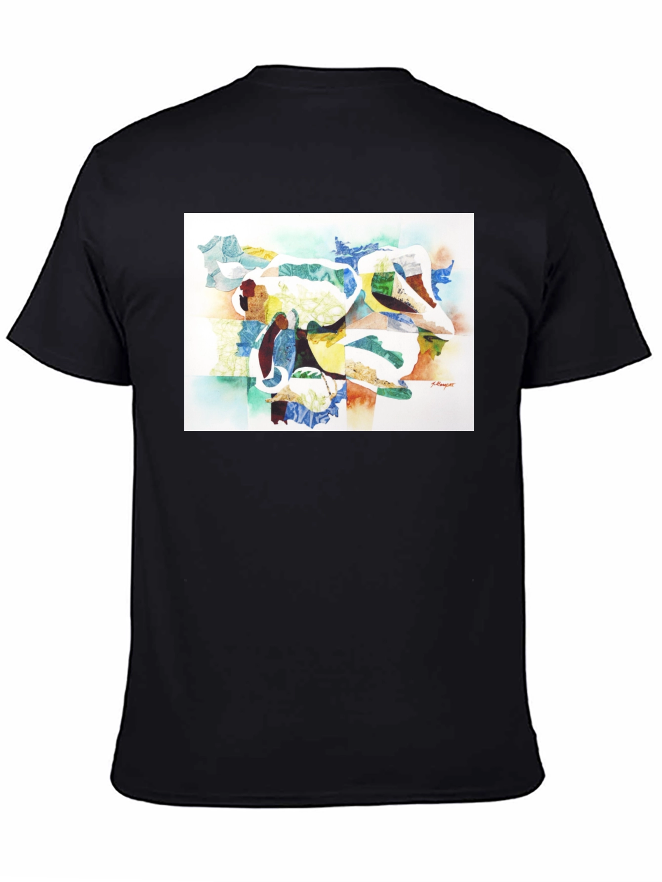 Black Abstract Art Graphic Tee - Modern Casual Wear view 4