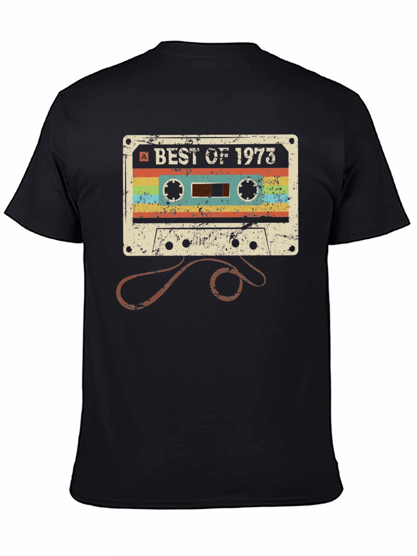 Black Retro Cassette Tape Best of 1973 Graphic Tee view 4