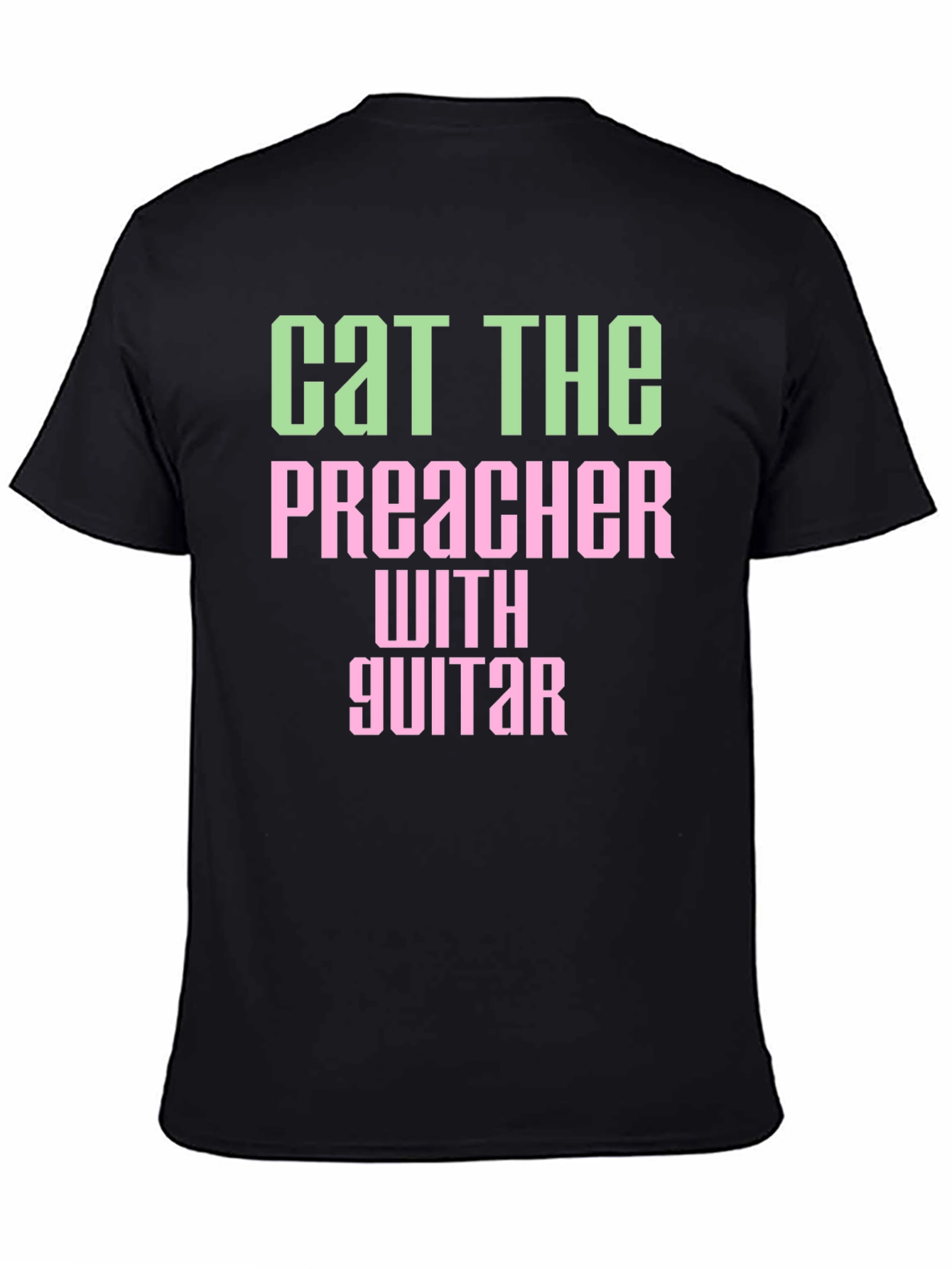 Black Cat The Preacher with Guitar Graphic T-Shirt view 4