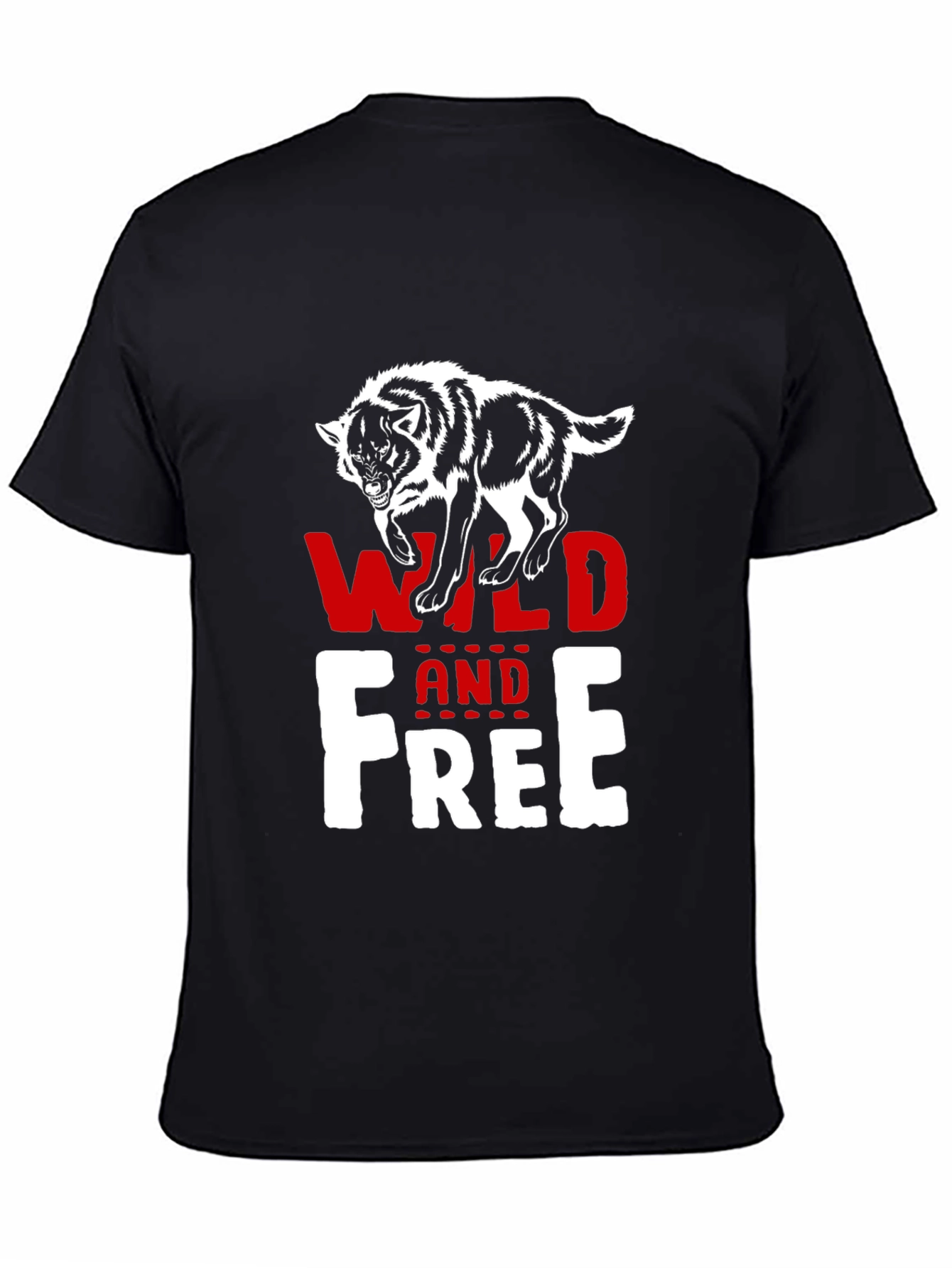 Black Wild and Free Wolf Graphic T-Shirt view 4