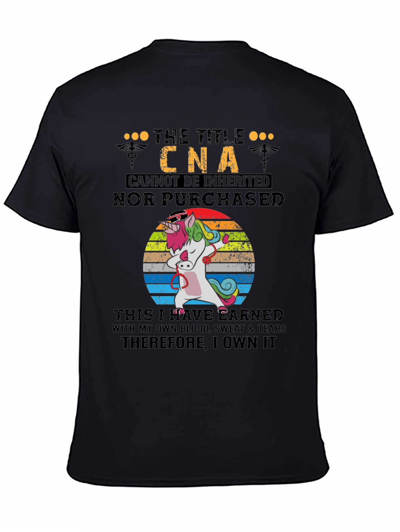 Black CNA Unicorn T-Shirt - Earned, Not Inherited view 4