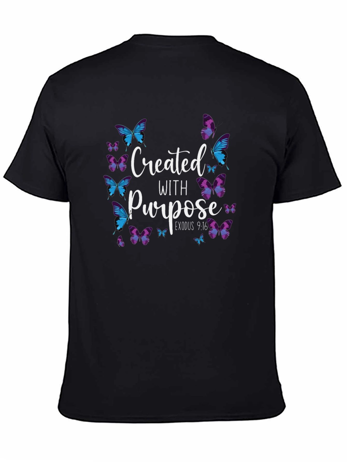 Black Created with Purpose Butterfly T-Shirt view 4