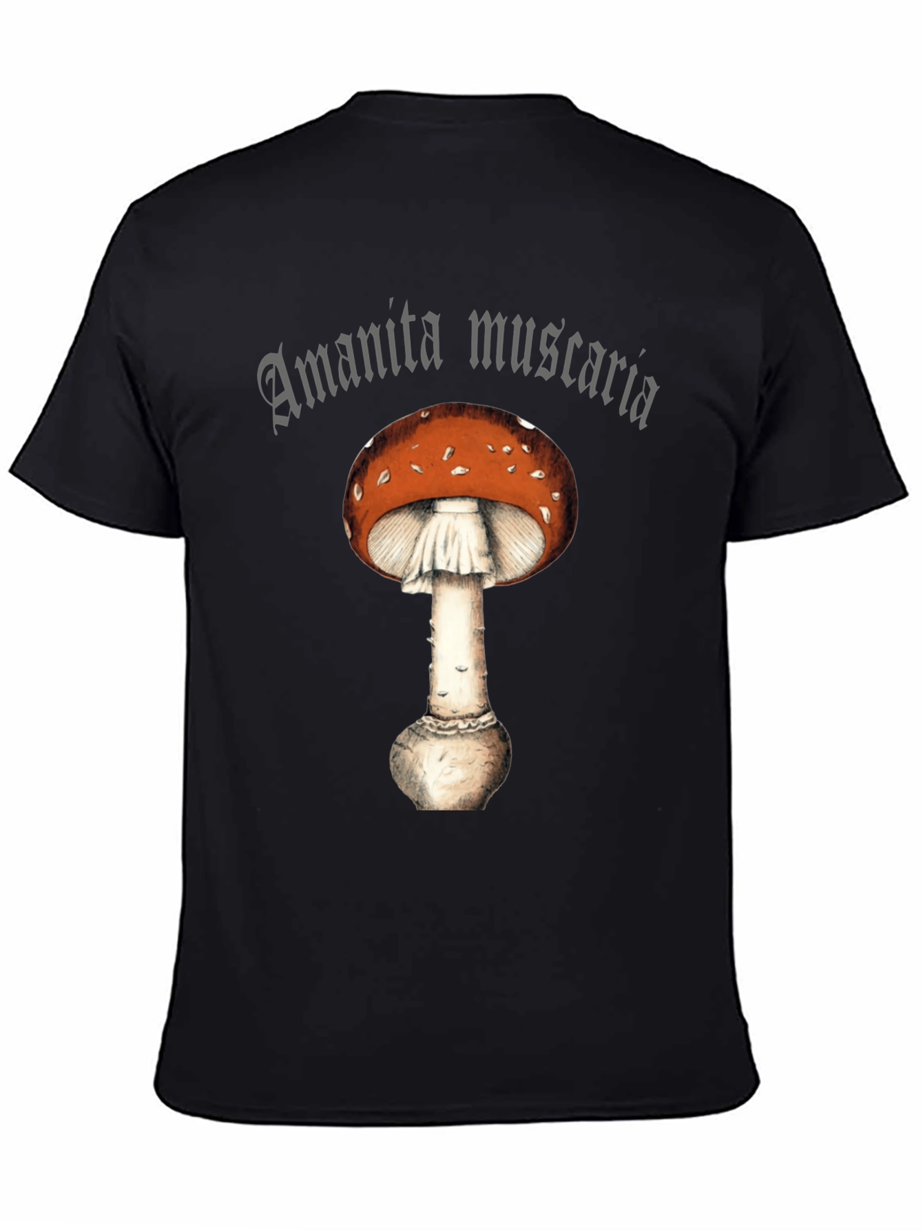 Black Amanita Muscaria Graphic Tee -  Fly Agaric Mushroom Shirt view 4