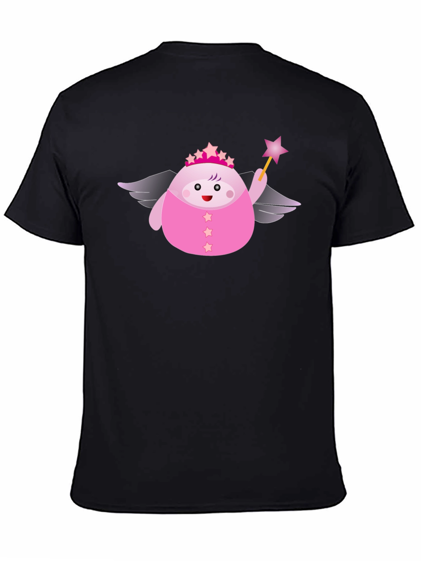 Black Cute Pink Fairy Cartoon Graphic T-Shirt view 4