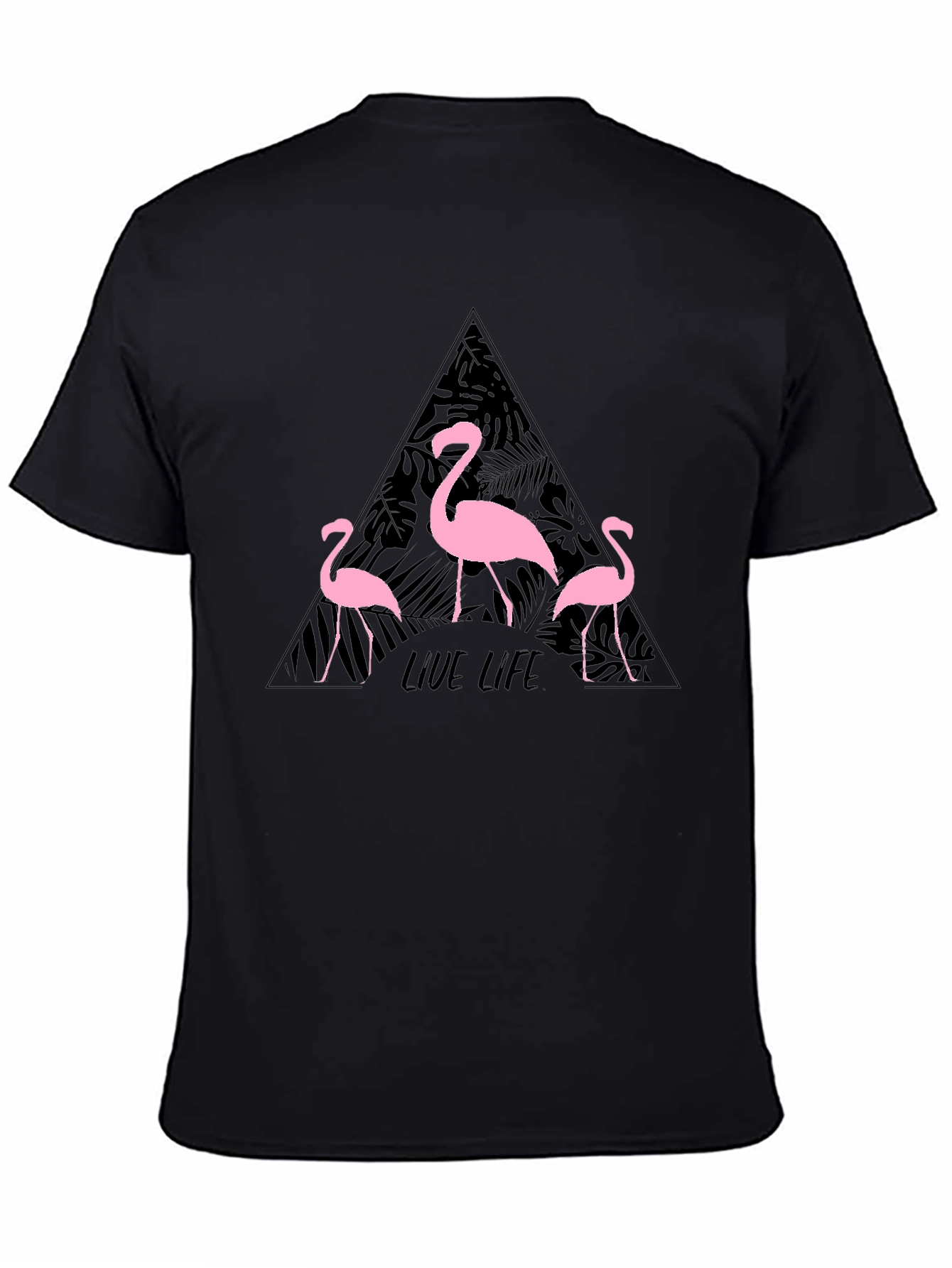 Black Flamingo Live Life Graphic Print Crew Neck T-Shirt view 4
