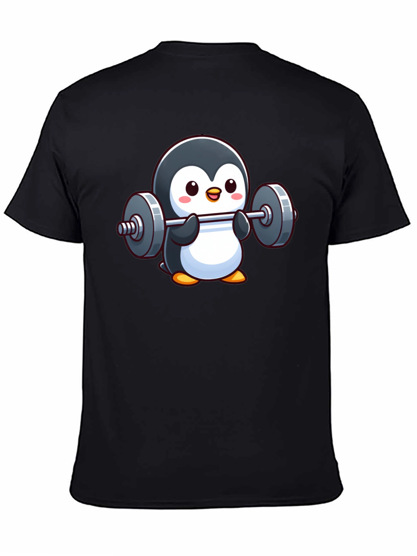 Black Penguin Powerlifter T-Shirt: Cute Workout Tee view 4