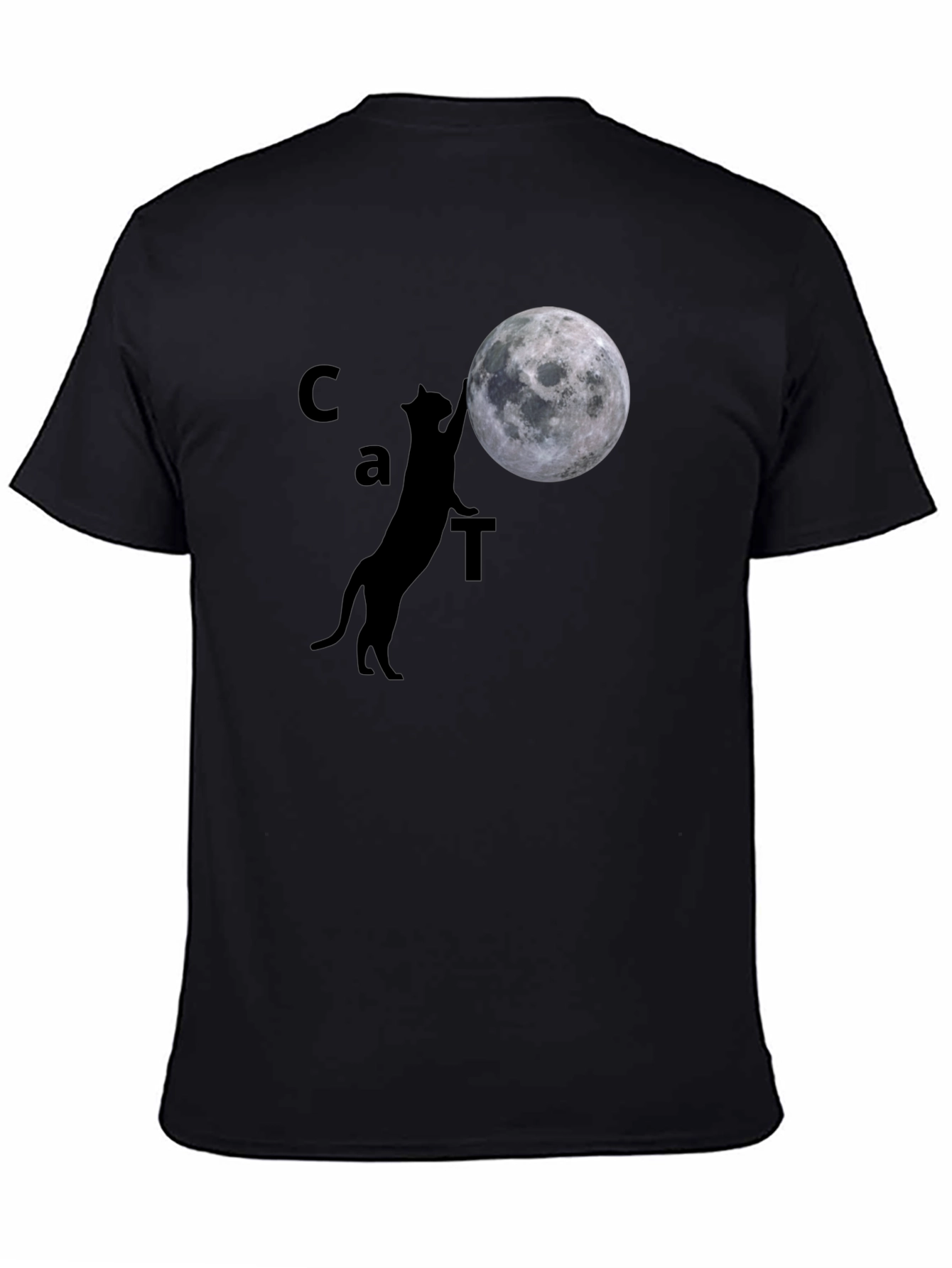 Black Cat & Moon Graphic Tee - Black Cotton Casual Shirt view 4